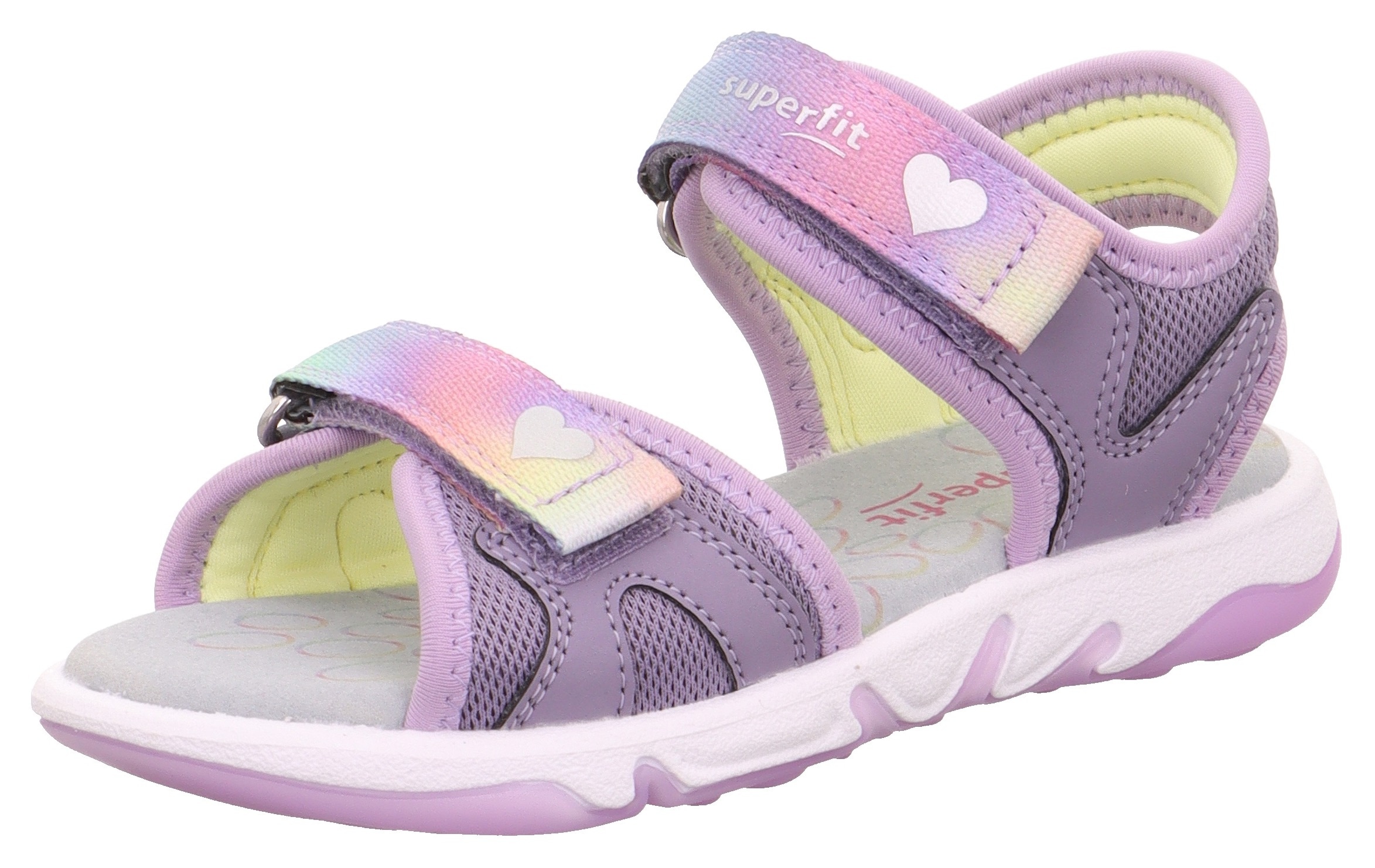 Superfit Sandale »PEBBLES WMS: mittel«, Sommerschuh, Klettschuh, Sandalette, mit süssen Glitzerverschlüssen