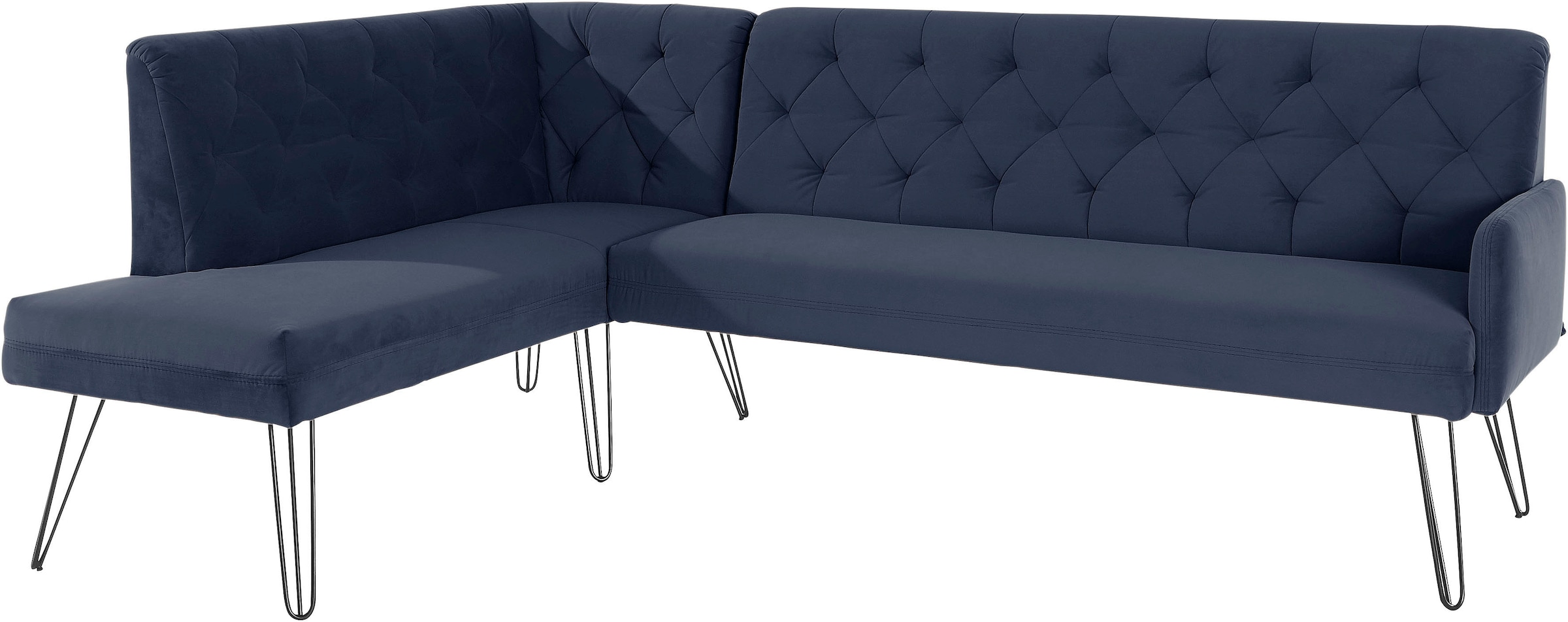 exxpo - sofa fashion Eckbank »Doppio, Chesterfield Optik, komfortabel und bequem, hohe Designfüsse«, Frei im Raum stellbar