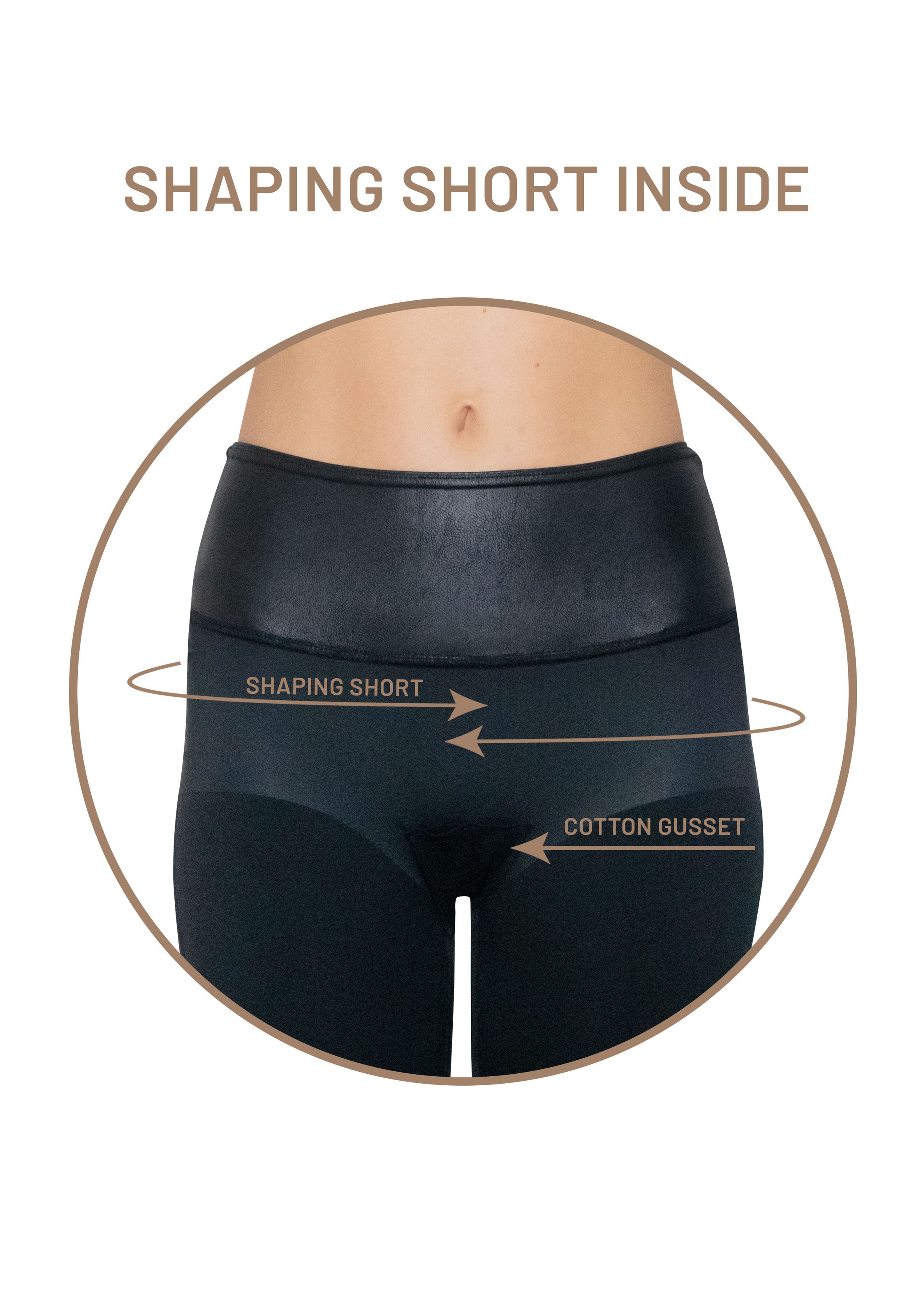 MAGIC Bodyfashion Leggings »Leather Look Legging«, hoch tailliertes Design, keine vordere Mittelnaht
