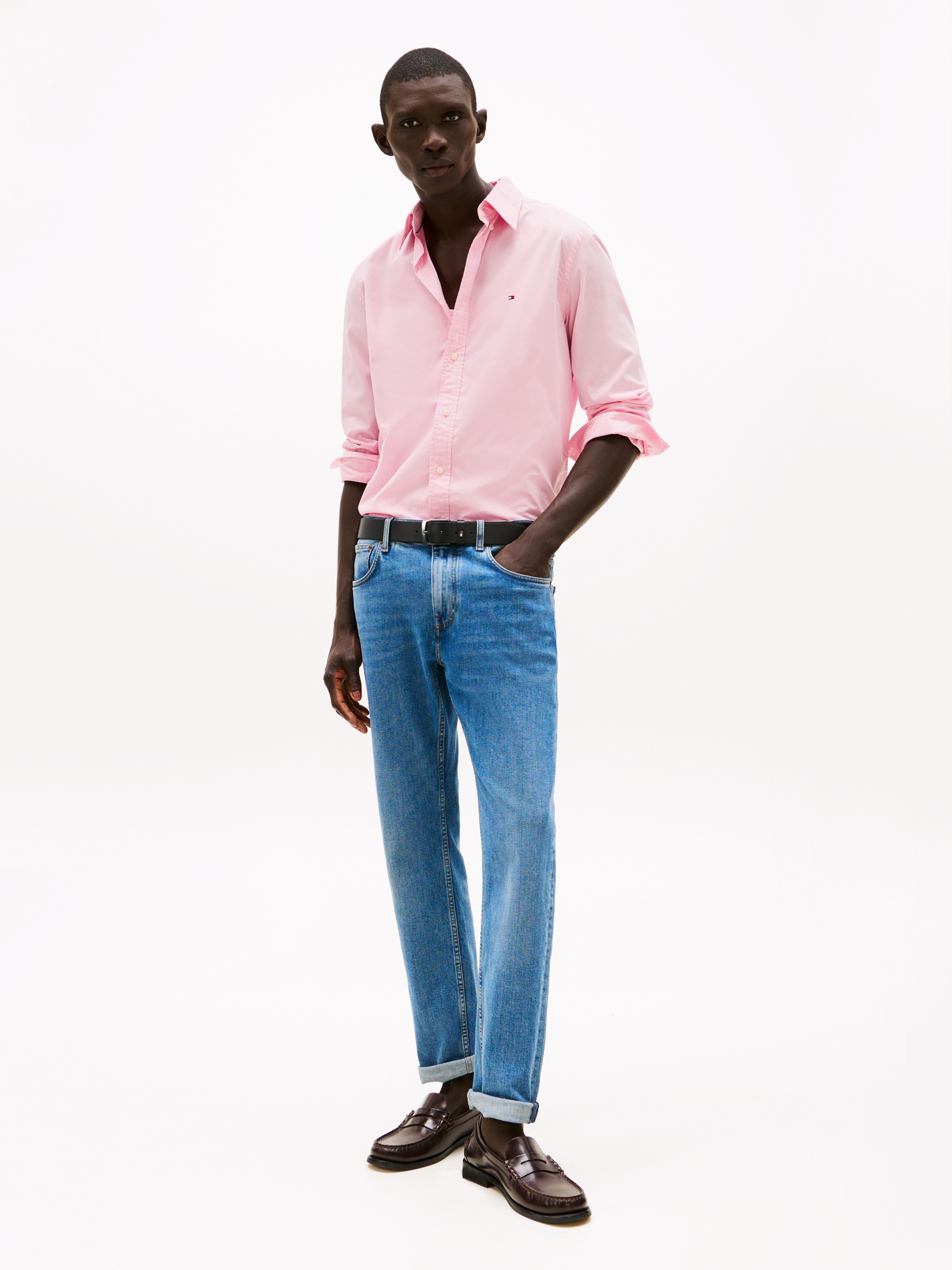 Tommy Hilfiger Businesshemd »FLEX POPLIN SOLID RF SHIRT mit Button-down und Rückenfalte«, unifarben, klassisch, regular fit, Baumwolle, Kragen