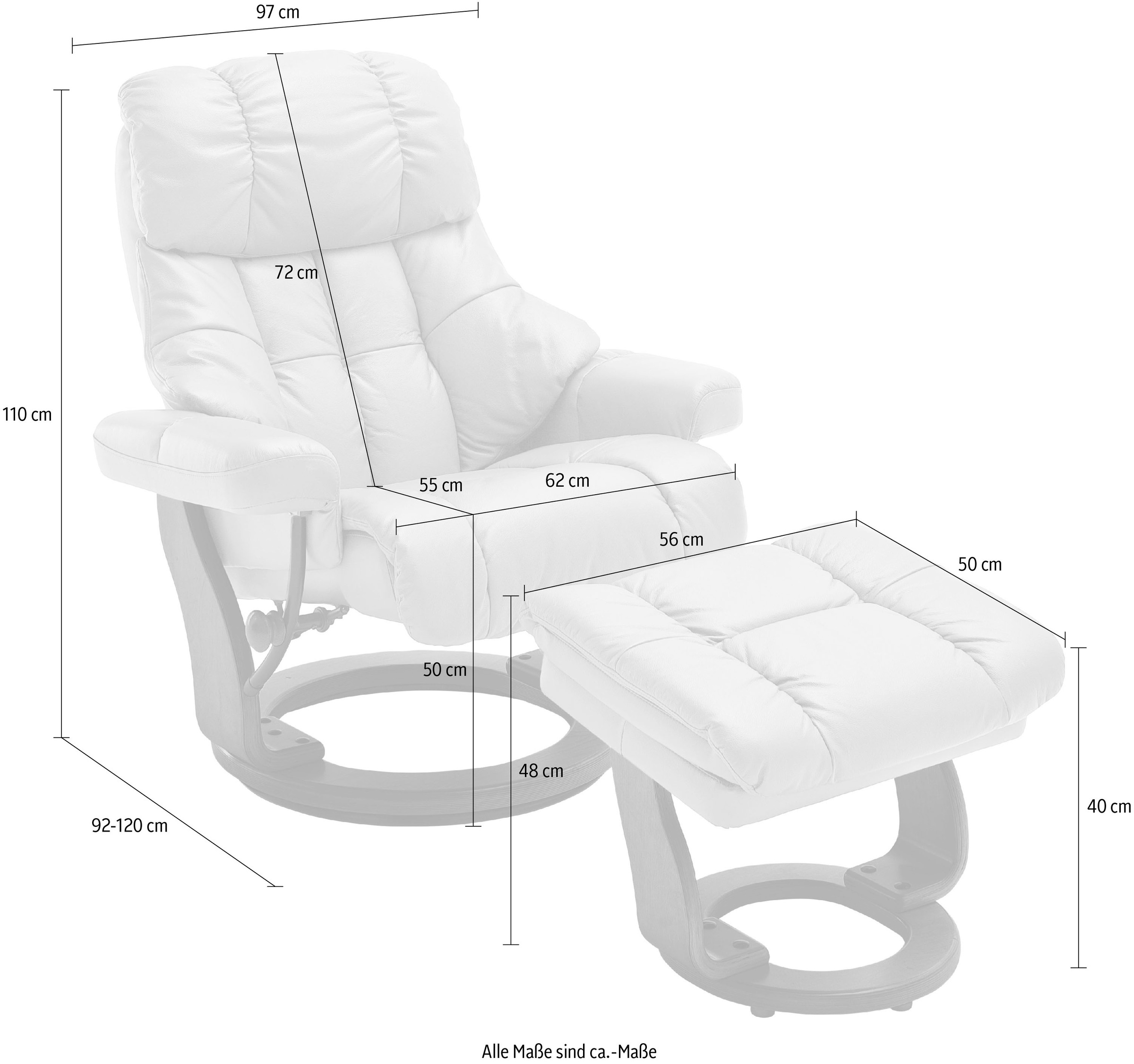 MCA furniture Relaxsessel »Calgary«, Fernsehsessel XXL 360°drehbar inkl. Hocker, belastbar bis 180 kg