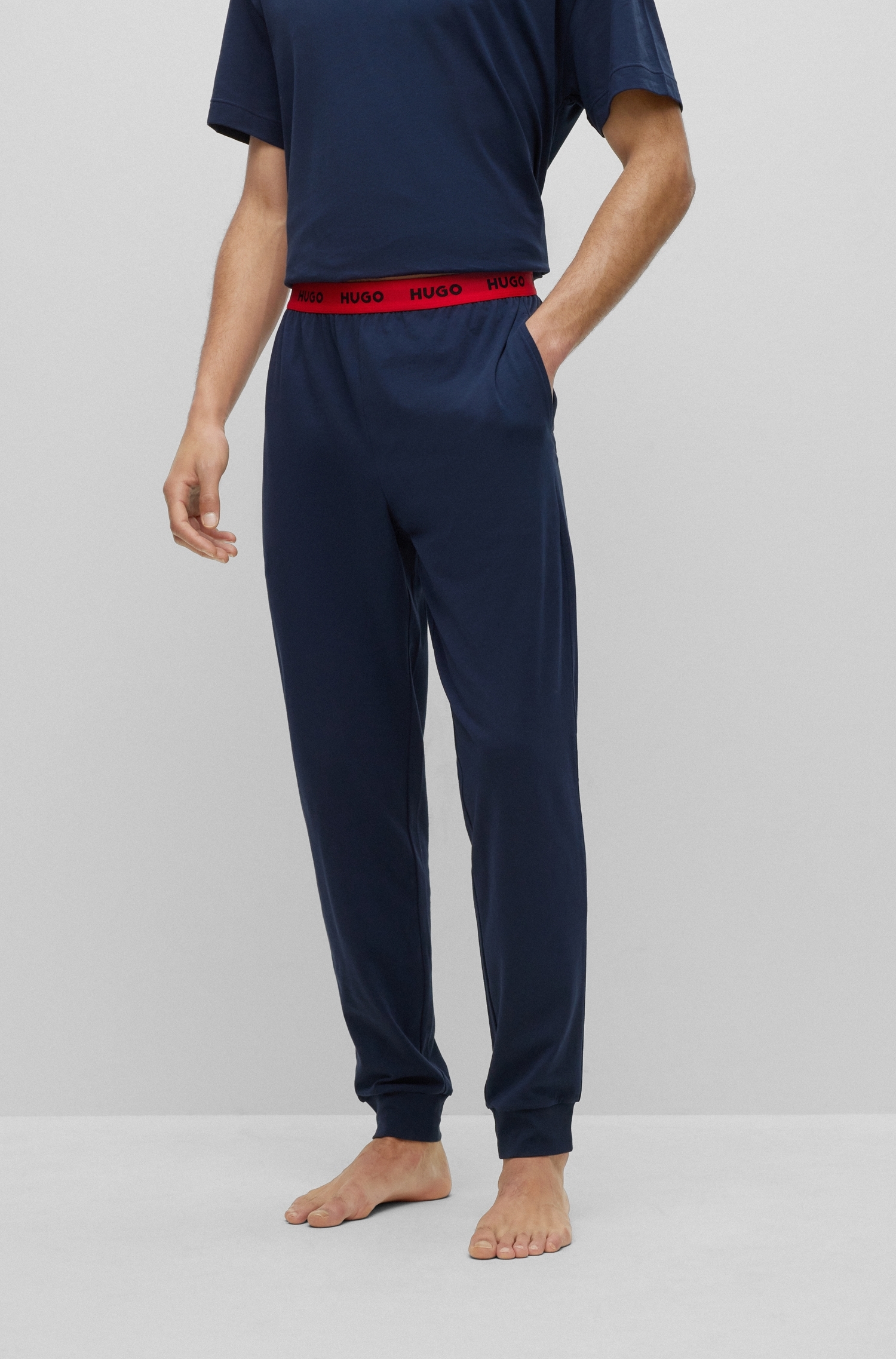 HUGO Pyjamahose »Linked Pants«, online shoppen Jelmoli-Versand bei Schweiz Logo-Elastikbund kontrastfarbenen mit