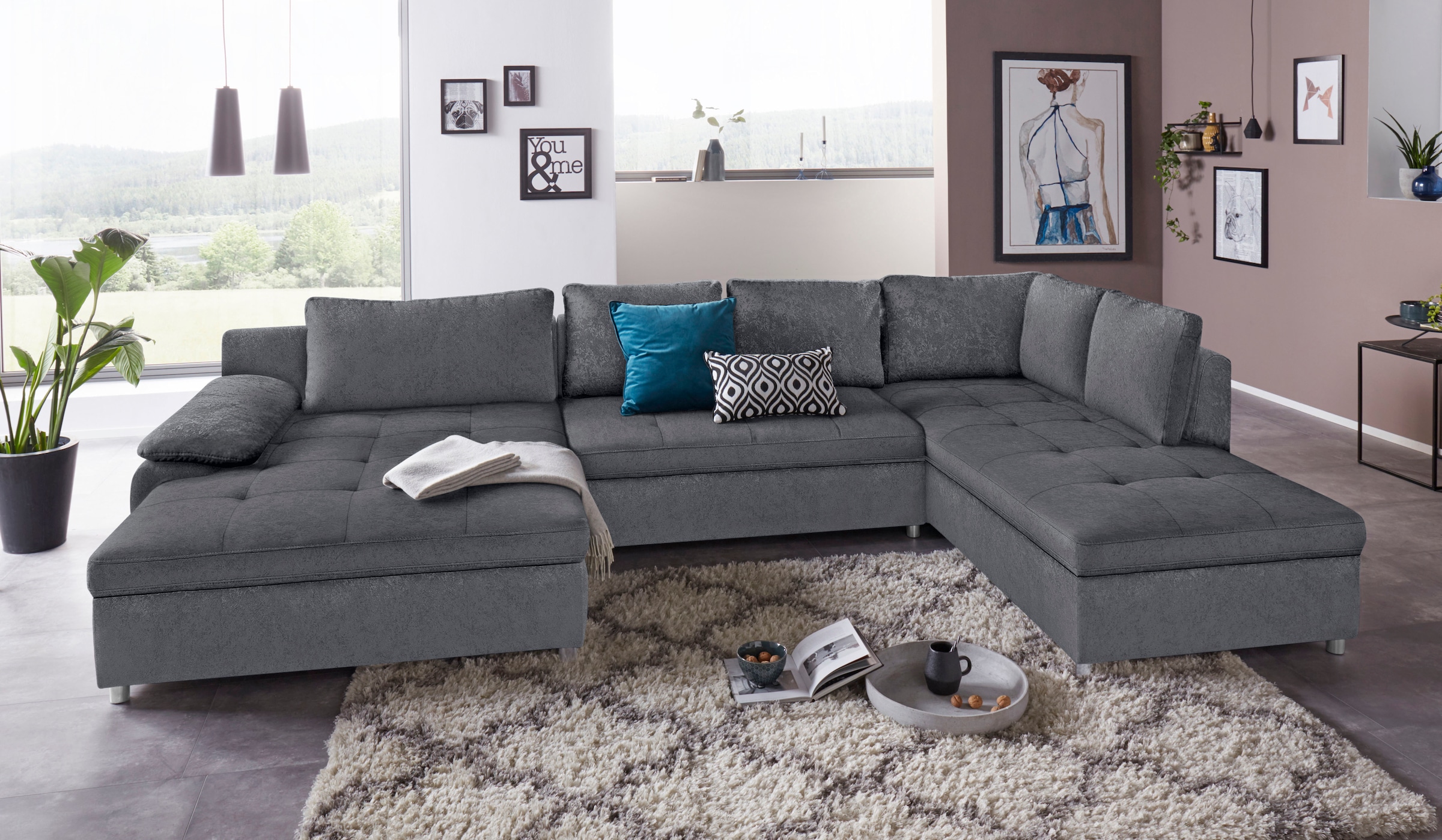 sit&more Wohnlandschaft »Labene U-Form«, wahlweise mit Bettfunktion und Bettkasten
