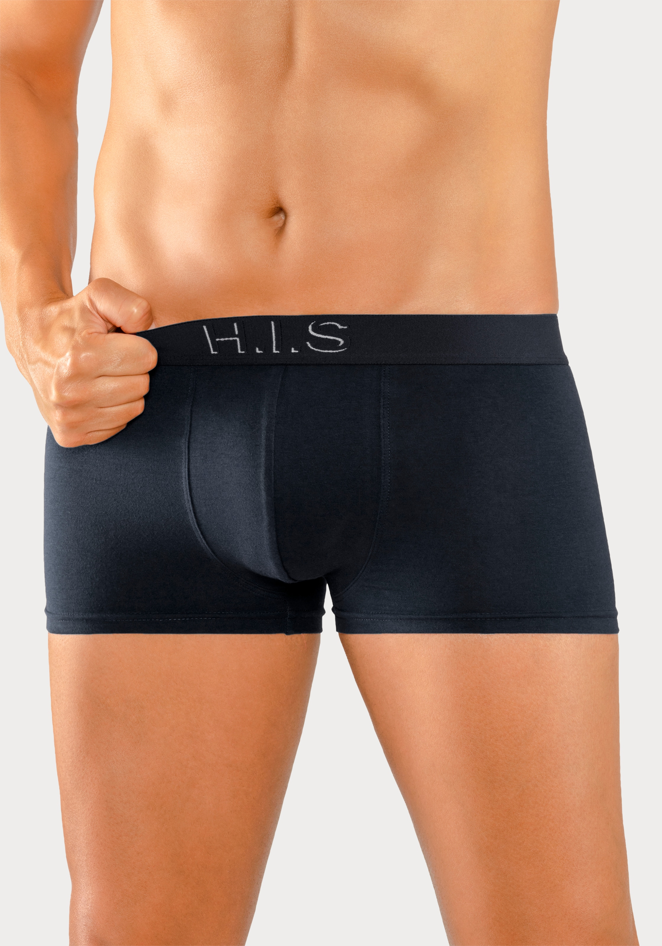 H.I.S Hipster, (Packung, 5 St.), knapp sitzende Boxershorts am Webbund mit Logoschriftzug mit 3D Effekt