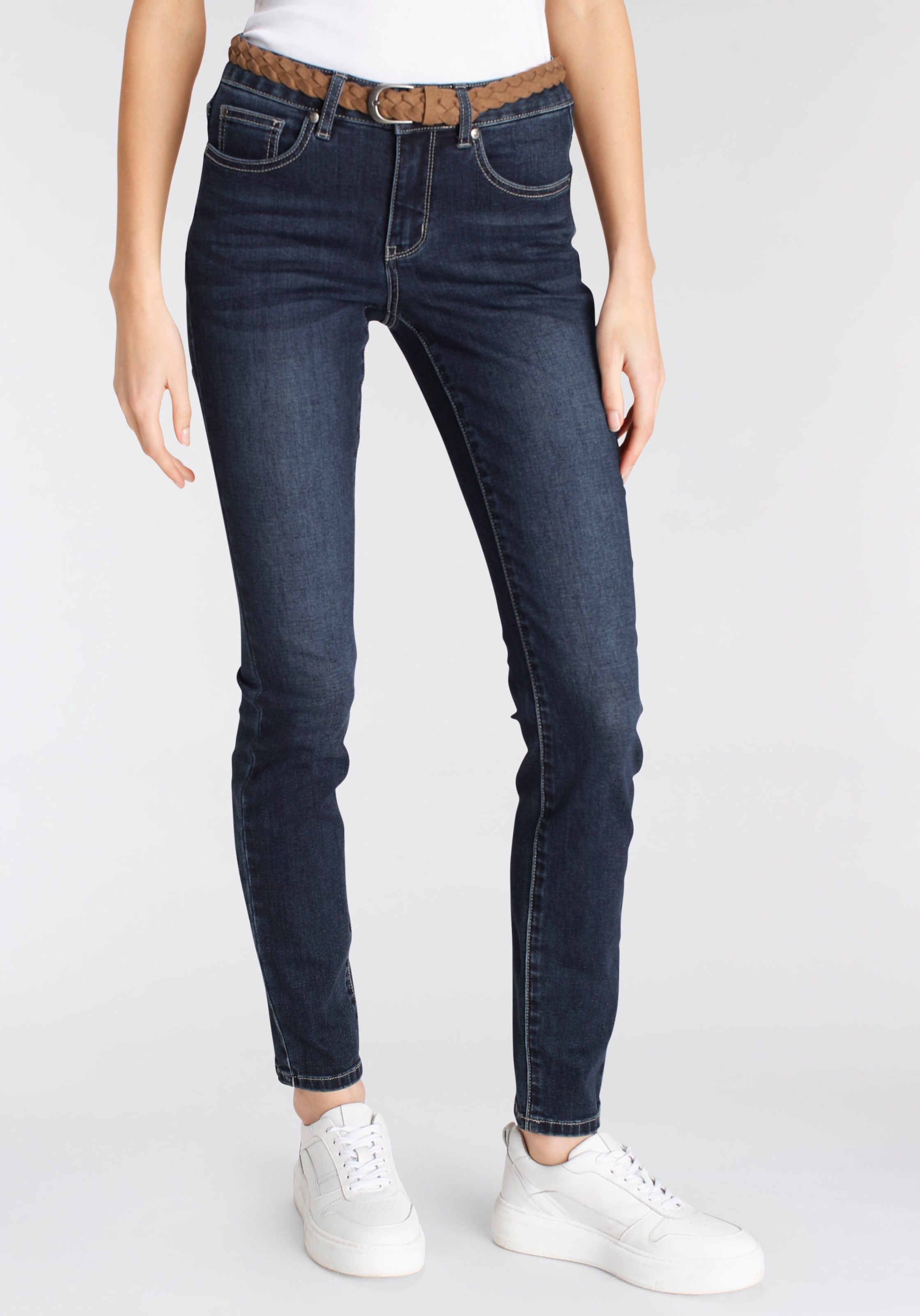 DELMAO Slim-fit-Jeans, (Set, kaufen MARKE! ---NEUE Jelmoli-Versand mit mit bei online tlg., Schweiz Flechtgürtel Gürtel), modischem 2