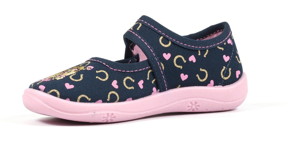 Richter Hausschuh Klettschuh, Kindergarten Schuh mit süssem Print