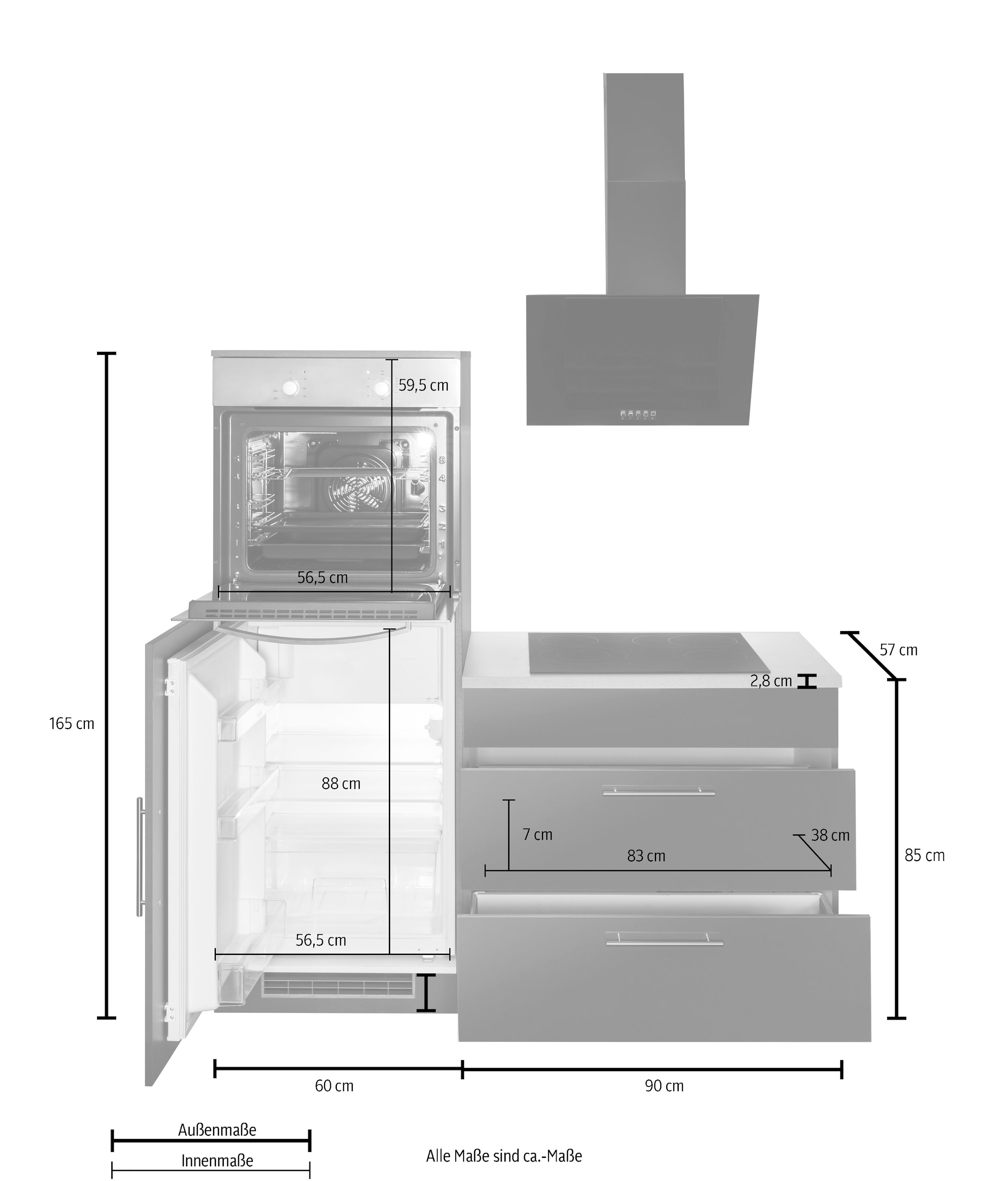 ❤ wiho Küchen Winkelküche »Cali«, ohne E-Geräte, Stellbreite 210 x 220 cm  kaufen im Jelmoli-Online Shop