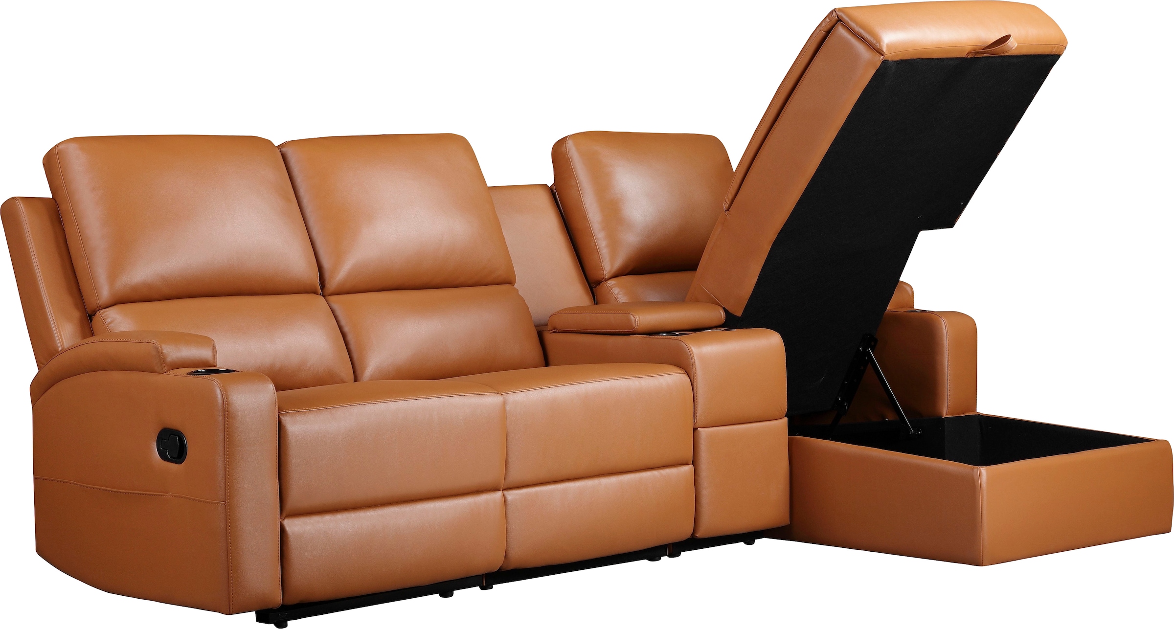 Home affaire Ecksofa »NAPORI Multimediasofa, 3er Kinosessel XXL, L-Form, 3 Bezugsstoffe«, Kinosofa mit Relaxfunktion, Getränkehalter, Staufach und Staukasten