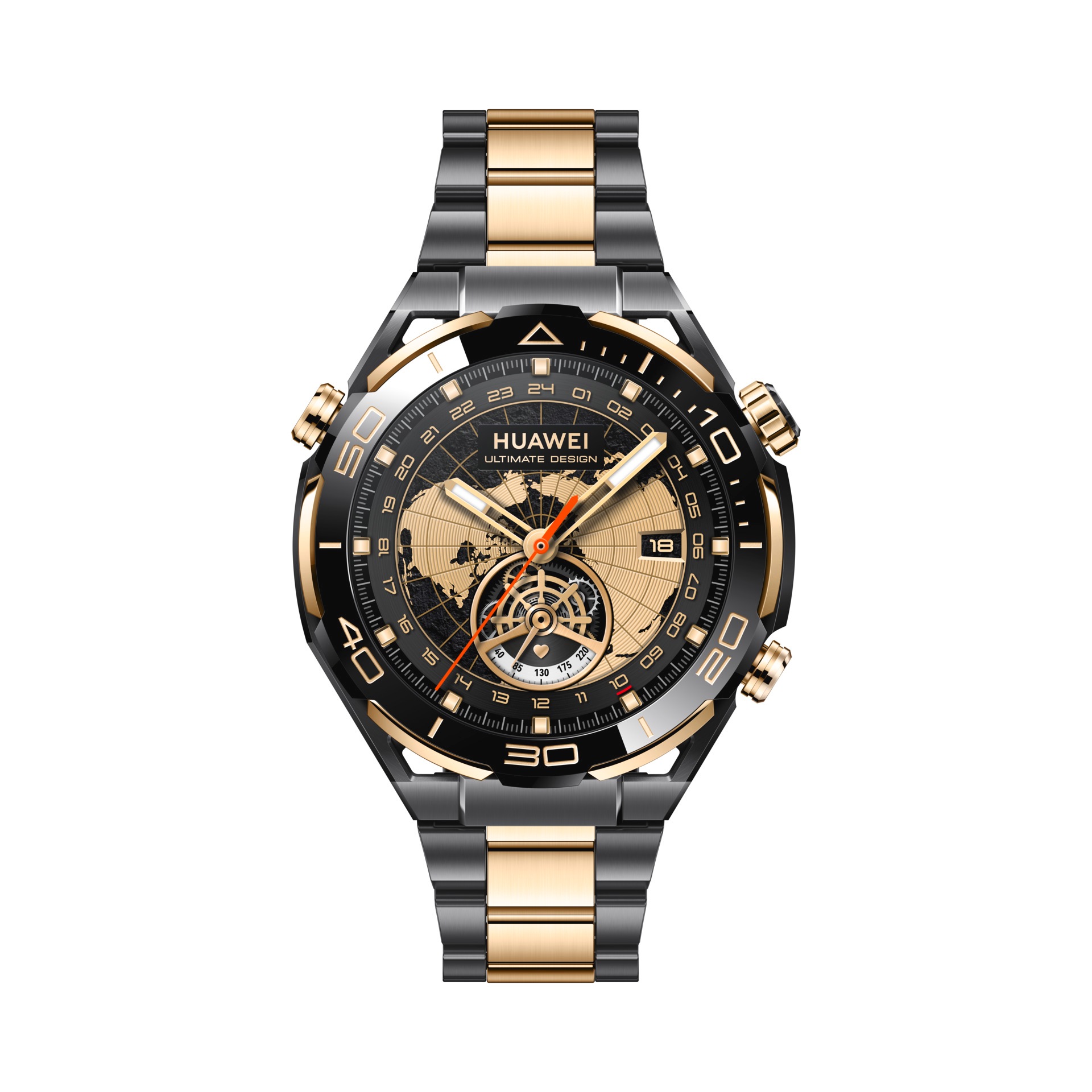 Huawei Smartwatch »WATCH ULTIMATE GOLD«, (3,81 cm / 1,5 Zoll), goldgefasste Keramiklünette, goldenes Armband aus Titanlegierung