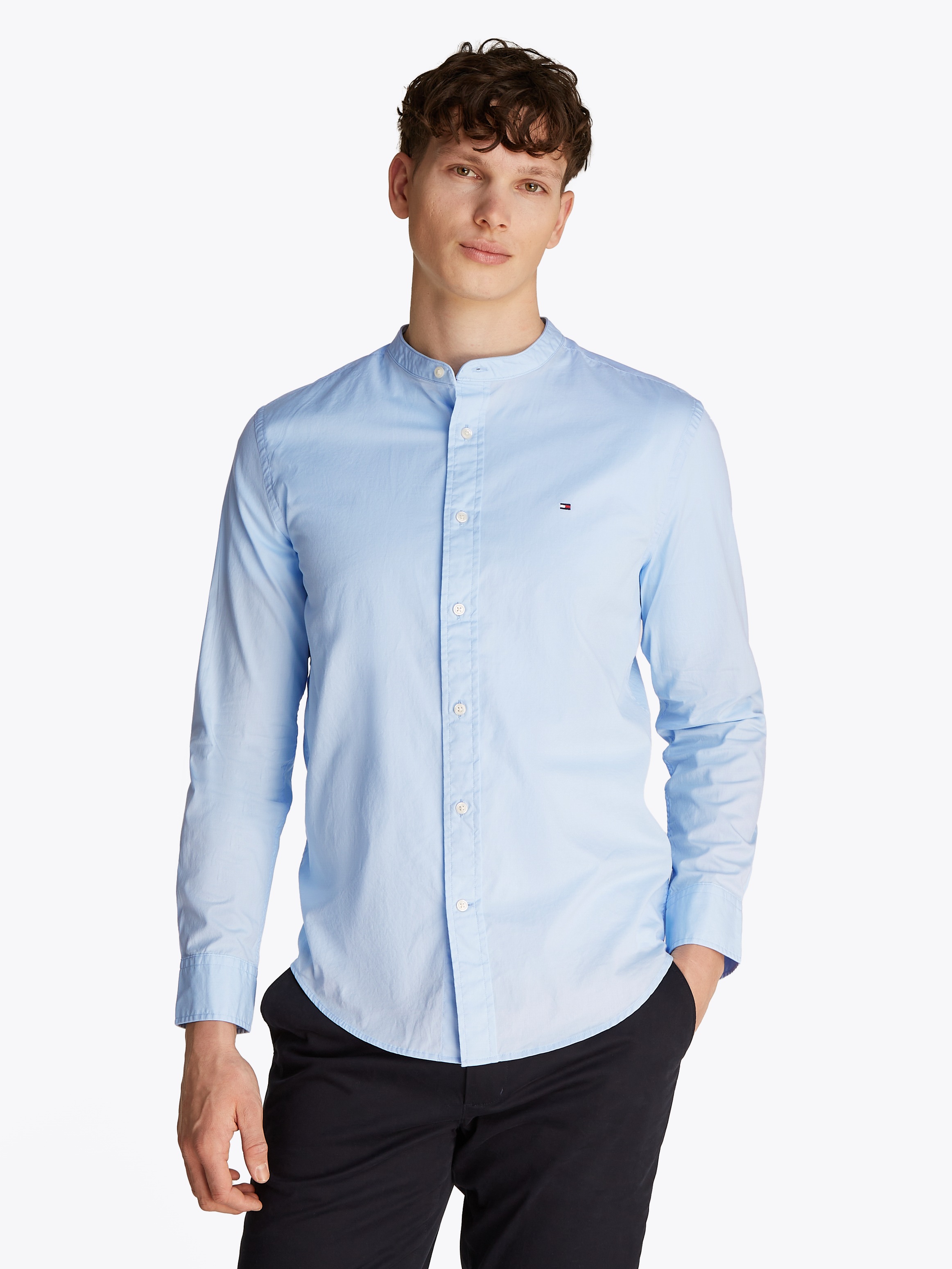 Tommy Hilfiger Langarmhemd »FLEX POPLIN SOLID MAO Regular Fit SHIRT«
