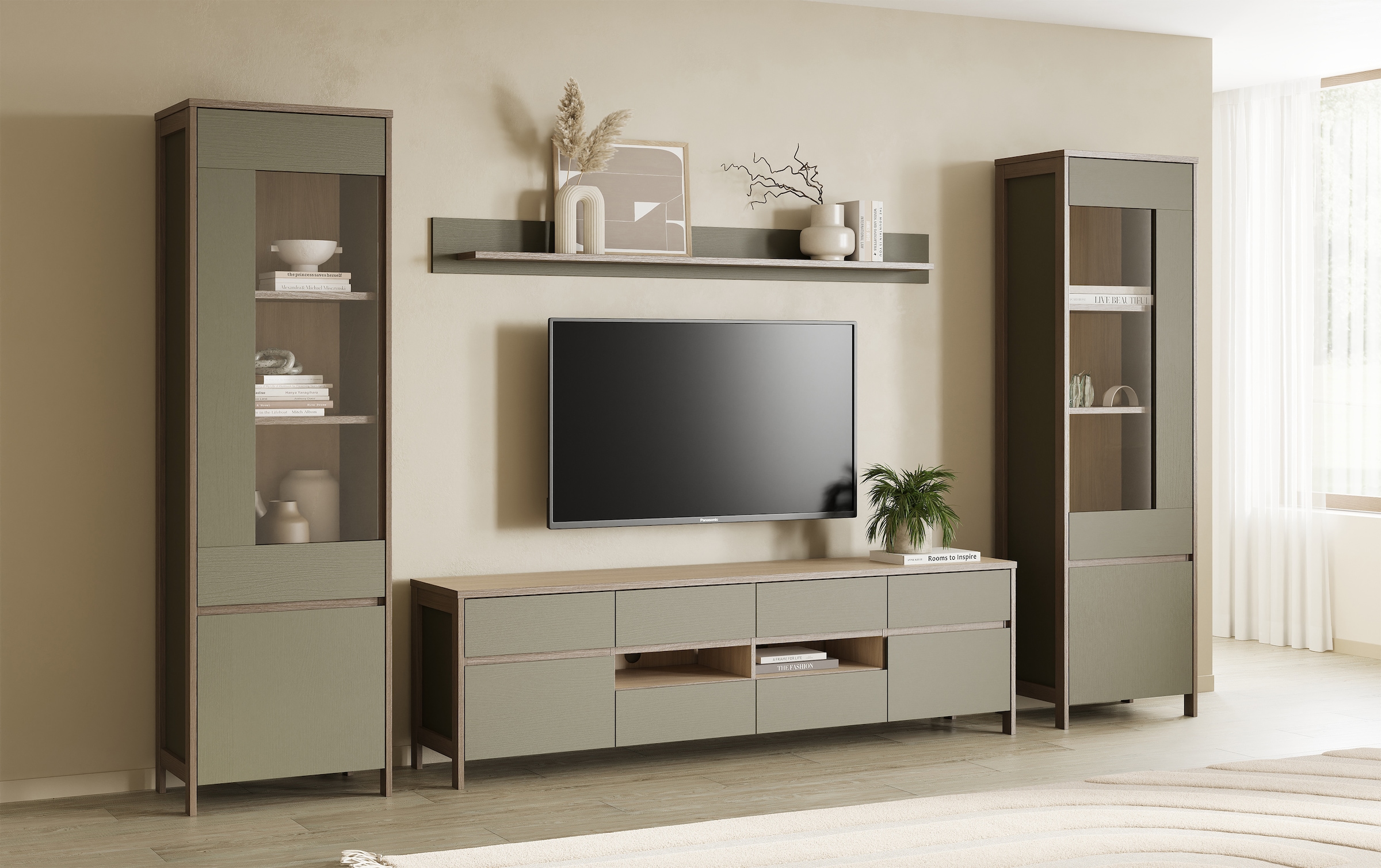 Home affaire TV-Schrank »Stranda, moderner TV-Unterschrank, Kommode im Scandi-Style, Lowboard«, Rahmenoptik, ausreichend Stauraum, vielseitig einsetzbar, 193 cm breit