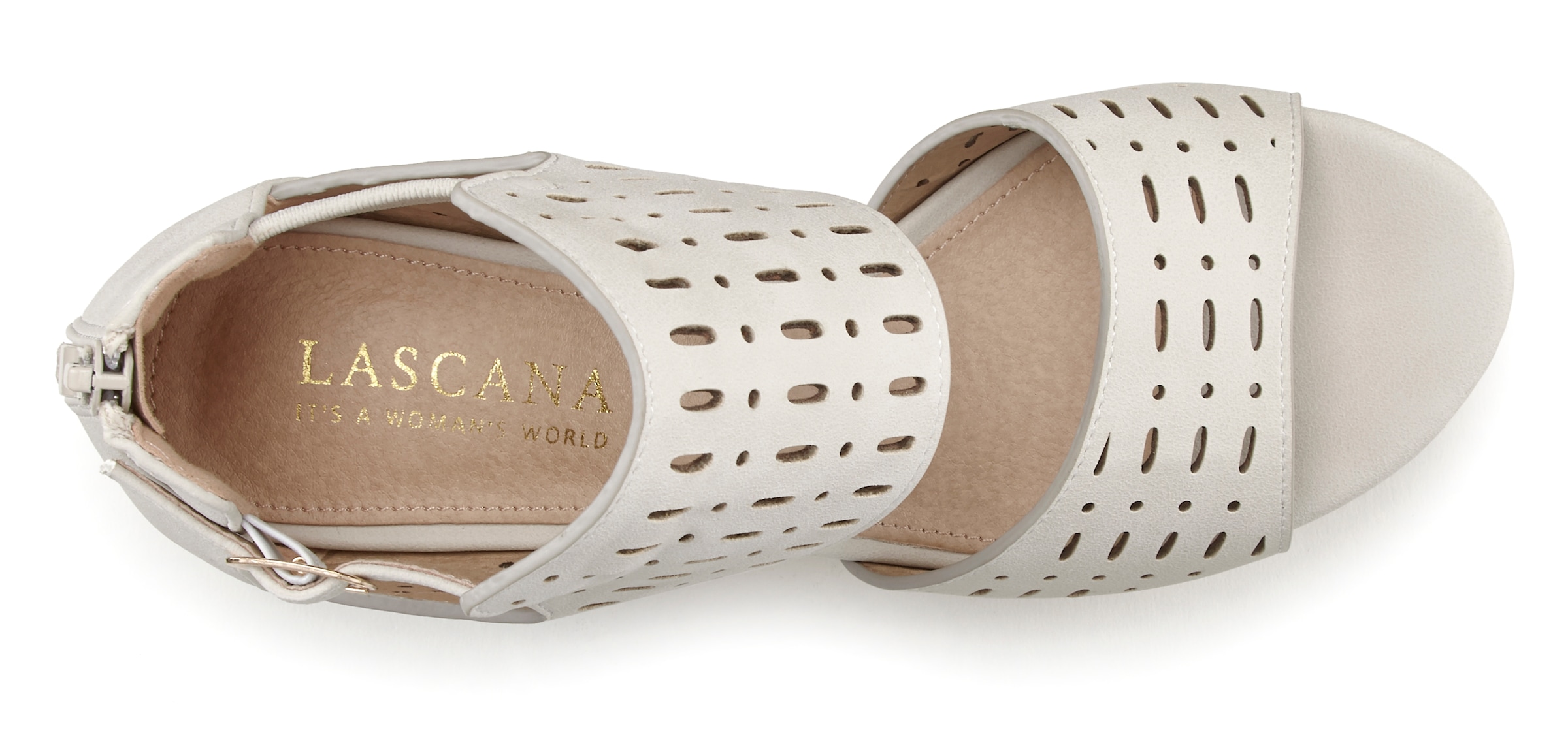 LASCANA Riemchensandalette, Sandale, Sommerschuh mit Blockabsatz und Cut-Outs VEGAN