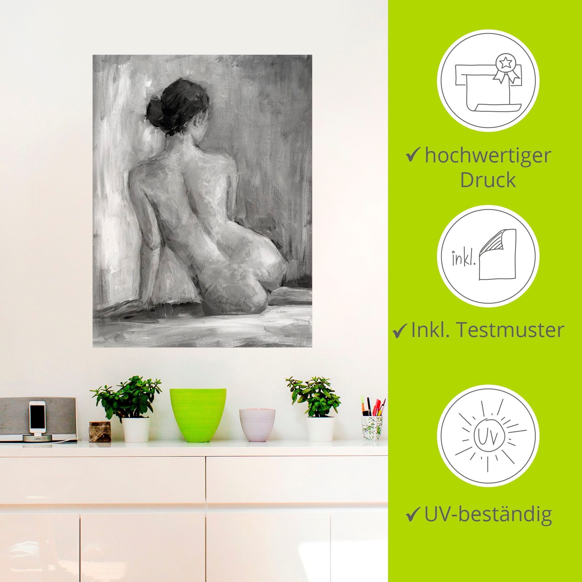 Artland Wandbild »Figur in schwarz & weiss I«, Frau, (1 St.), als Alubild, Outdoorbild, Leinwandbild, Poster, Wandaufkleber