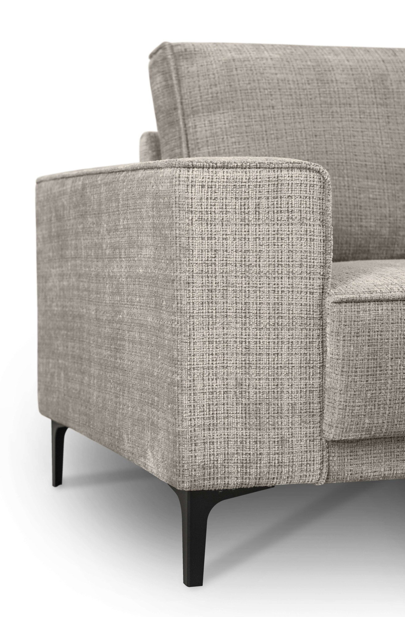 Places of Style Ecksofa »Polsterecke Oland, Struktur, Flachgewebe, Luxus-Microfaser, Boucle«, L-Form, 289 cm, Wellenunterfederung, Skandi-Design, Metallfüsse
