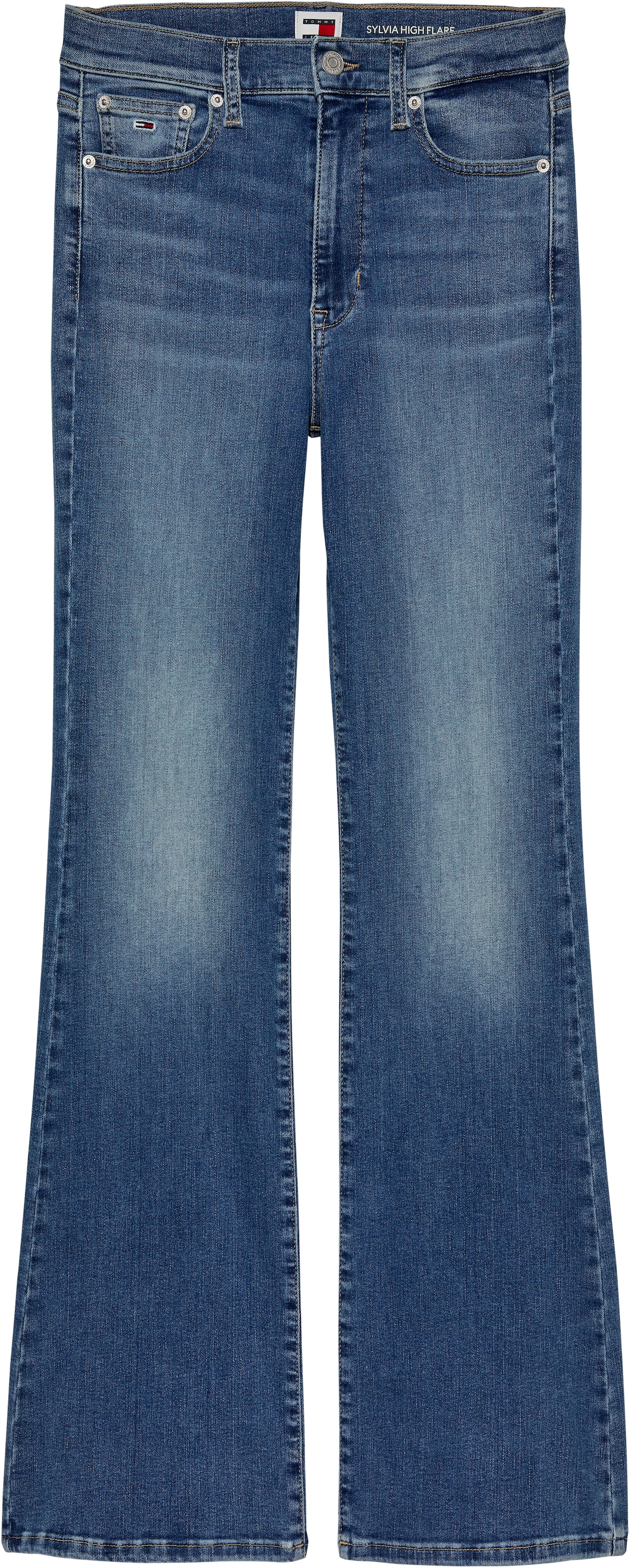 Tommy Jeans Schlagjeans »Tommy Jeans SYLVIA - High waist - Flared Denim Jeans«, mit Logostickereien und Nieten