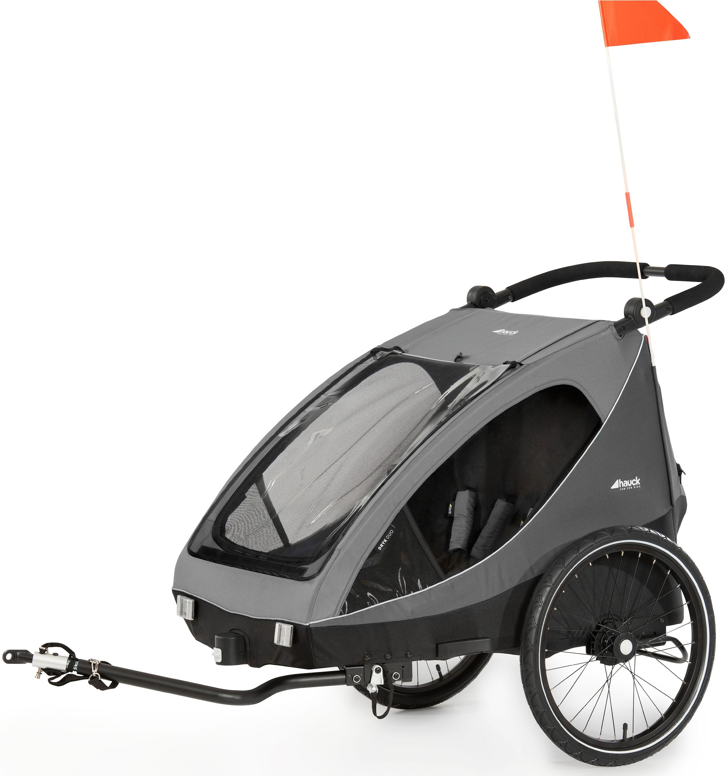 Fahrradkinderanhänger »2in1 Bike Trailer und Buggy Dryk Duo, grau«, für 2 Kinder;...