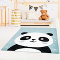 Carpet City Kinderteppich »Bubble Kids 1334«, rechteckig, 11 mm Höhe, Panda Bär in pastell Farben, Kinderzimmer