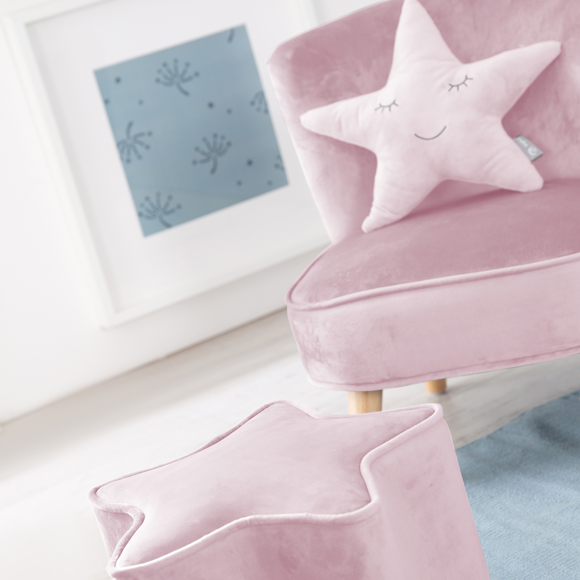 roba® Kindersitzgruppe »Lil Sofa«, (Set, 3 tlg.), bestehend aus Kindersessel, Kinderhocker und Dekokissen in Sternform