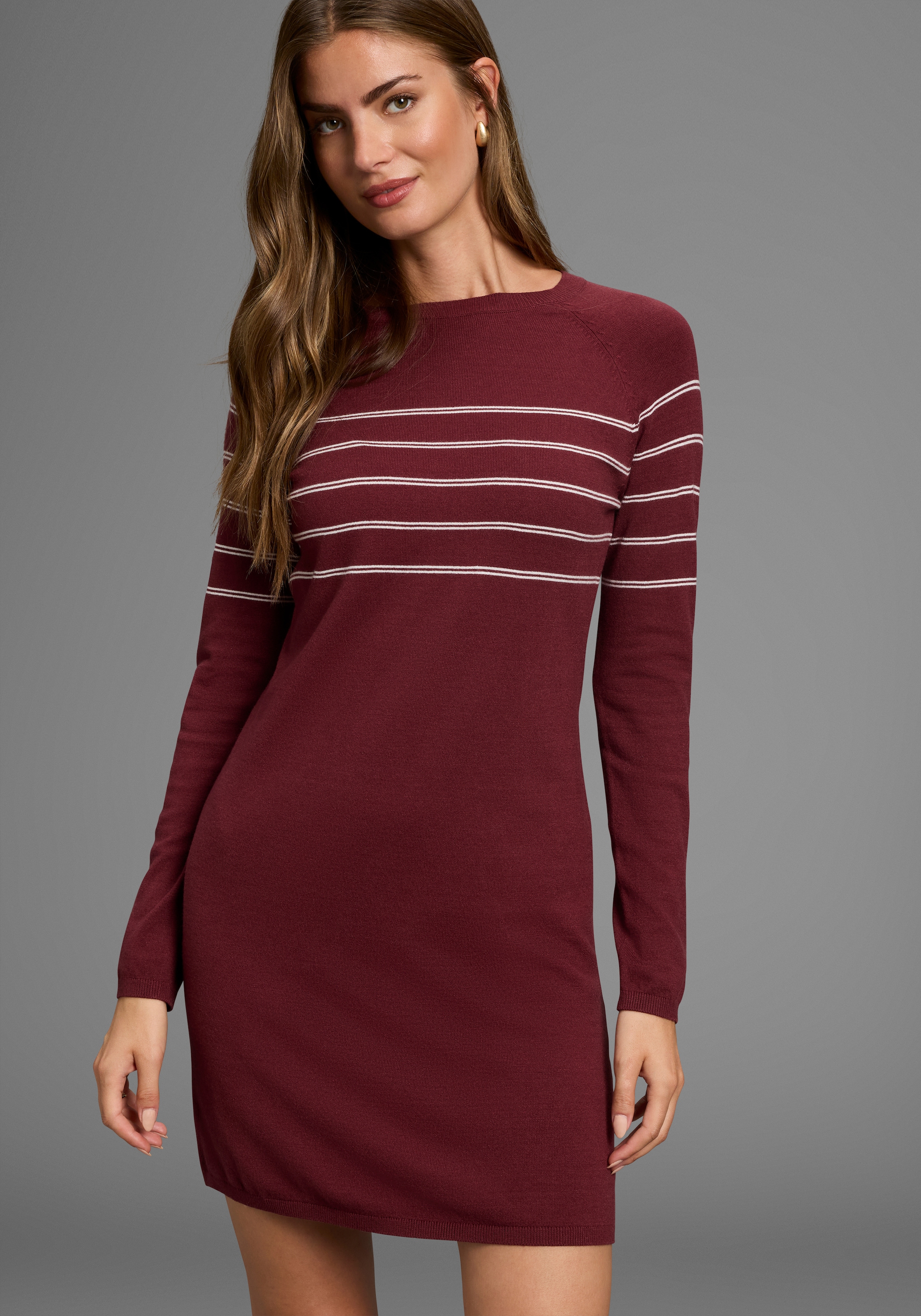 Laura Scott Strickkleid, in figurnaher Form mit Zierstreifen
