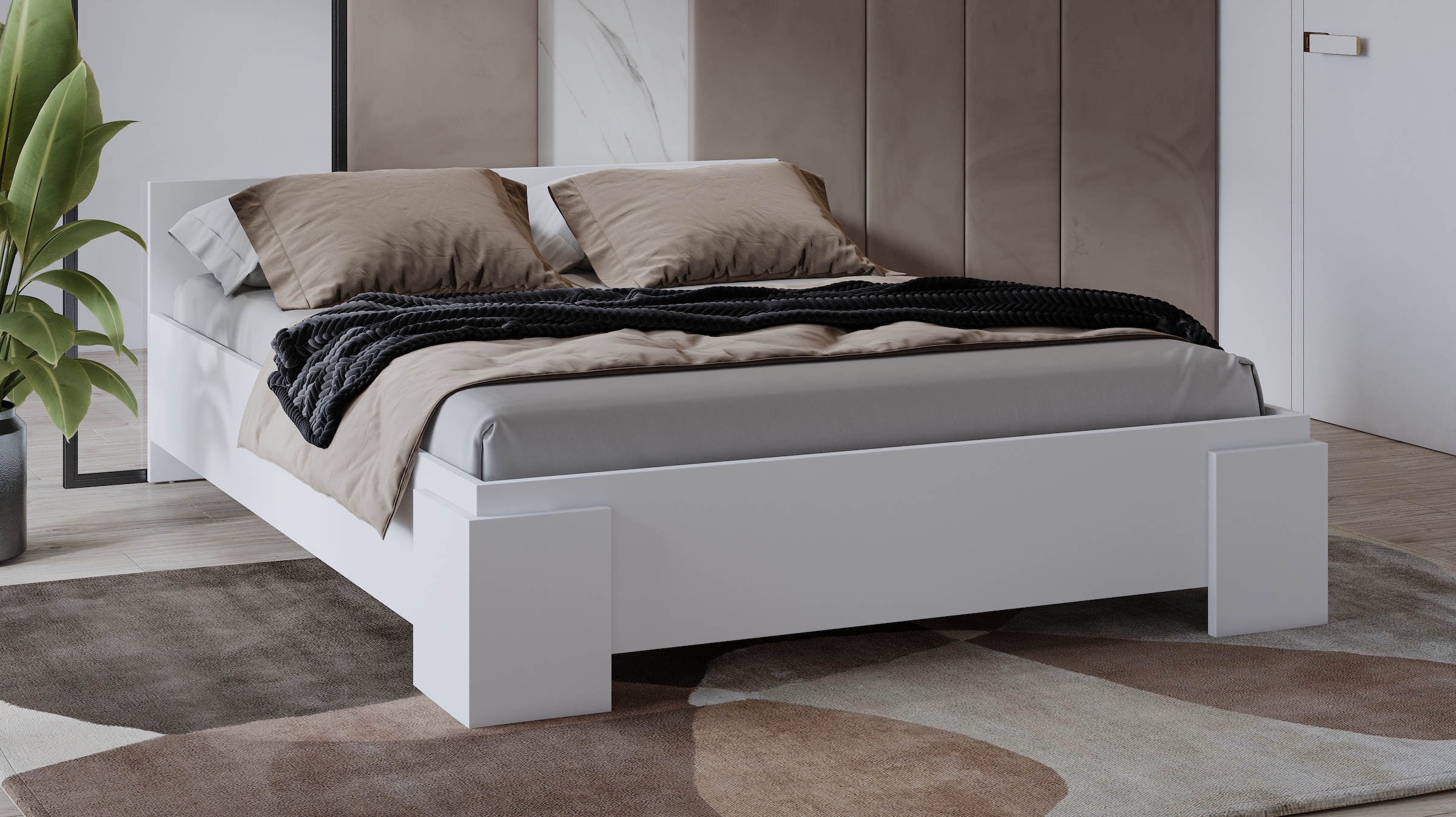 INOSIGN Bettgestell »India, FSC-zertifizierter Holzwerkstoff, Made in Europe«, Doppelbett 160x200 oder 180x200cm, weiss oder schieferfarben