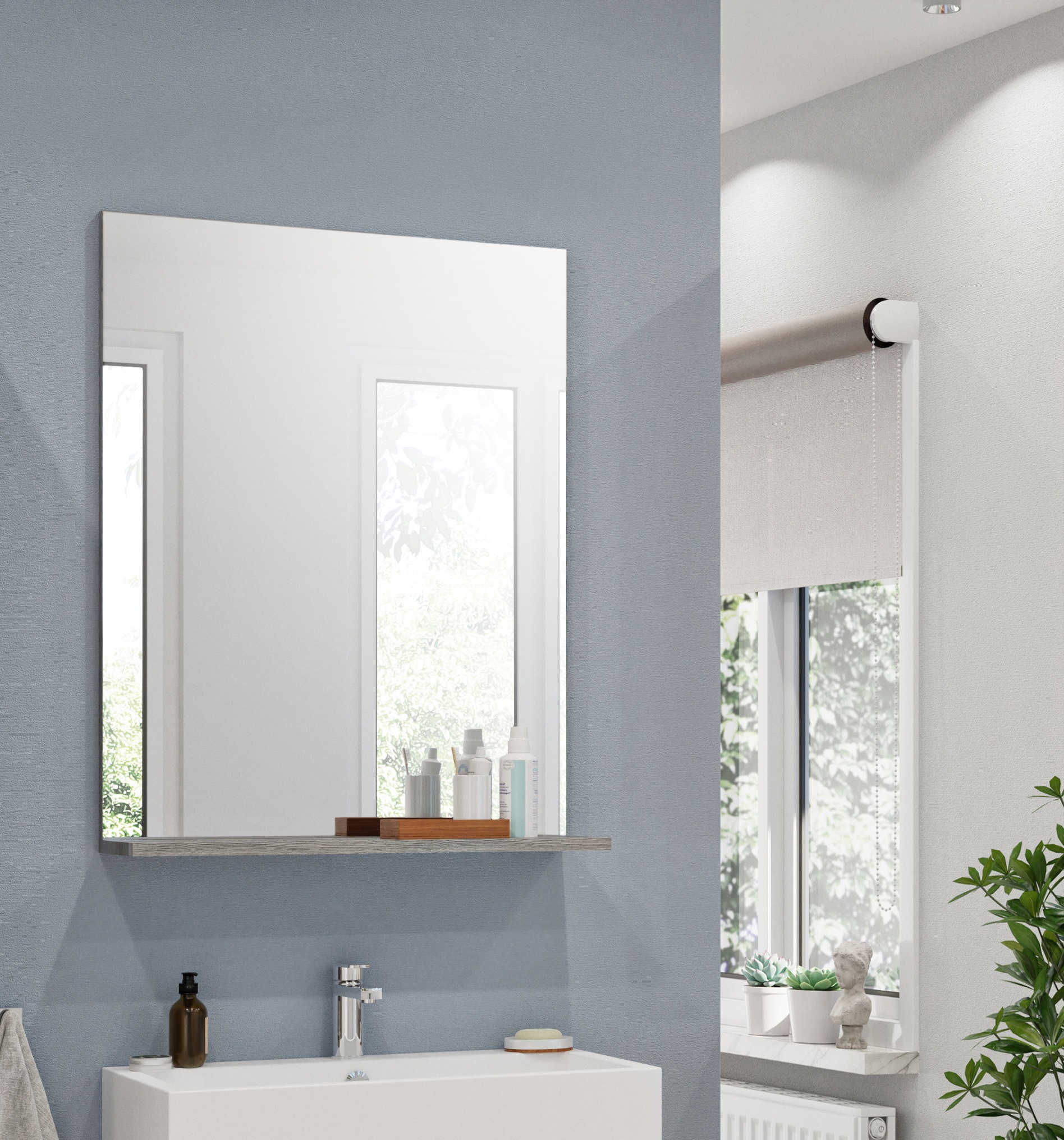 welltime Badspiegel "SIENA, Breite 60cm, 1 Ablageboden, hochwertiges Spiegelglas" in verschiedenen Farben erhältlich, Badmöbel, Spiegel, Badezimmer