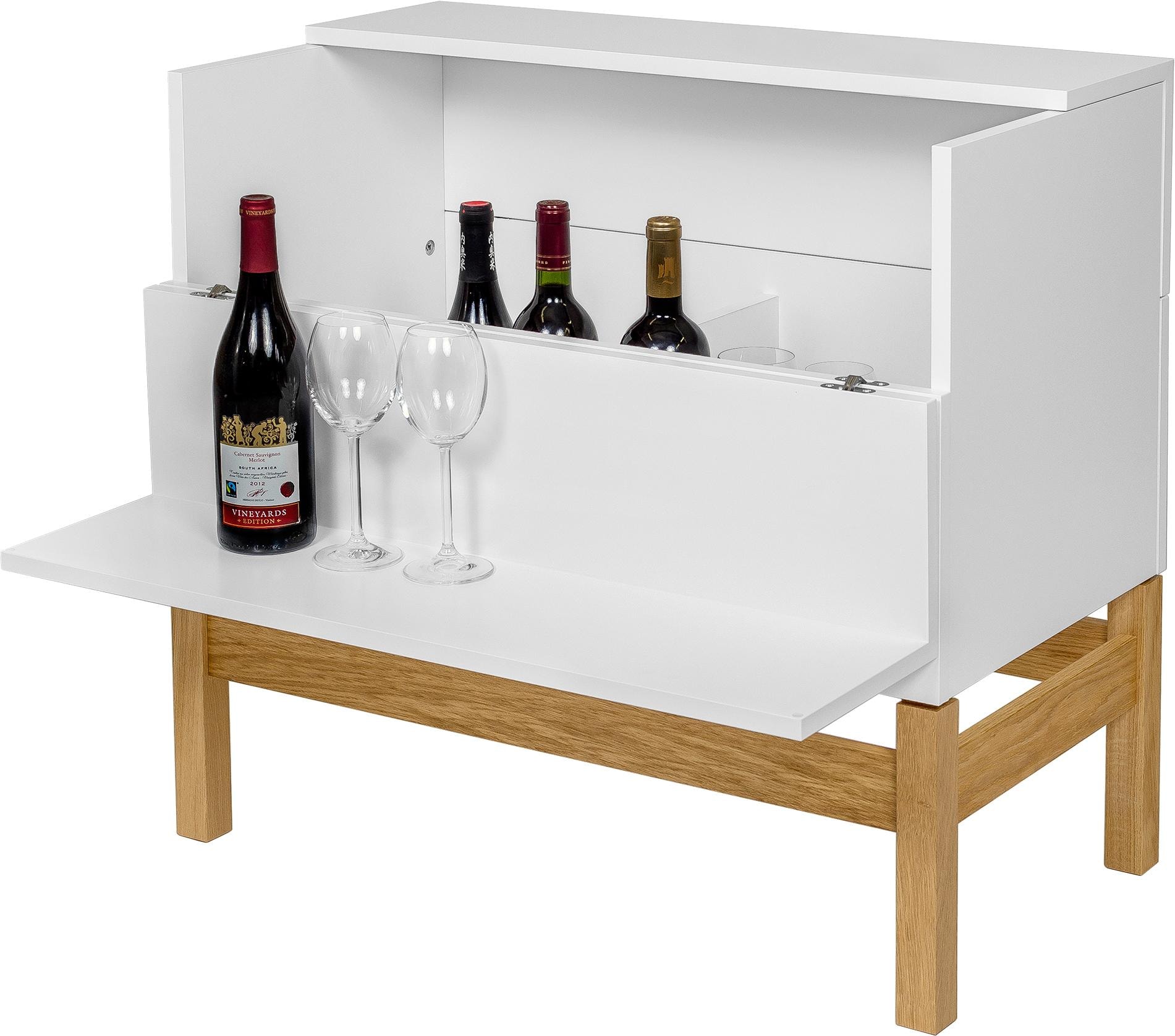 Woodman Barschrank »Delian«, Breite 75 cm, Fussrahmen aus massiver Eiche, im skandinavian Design