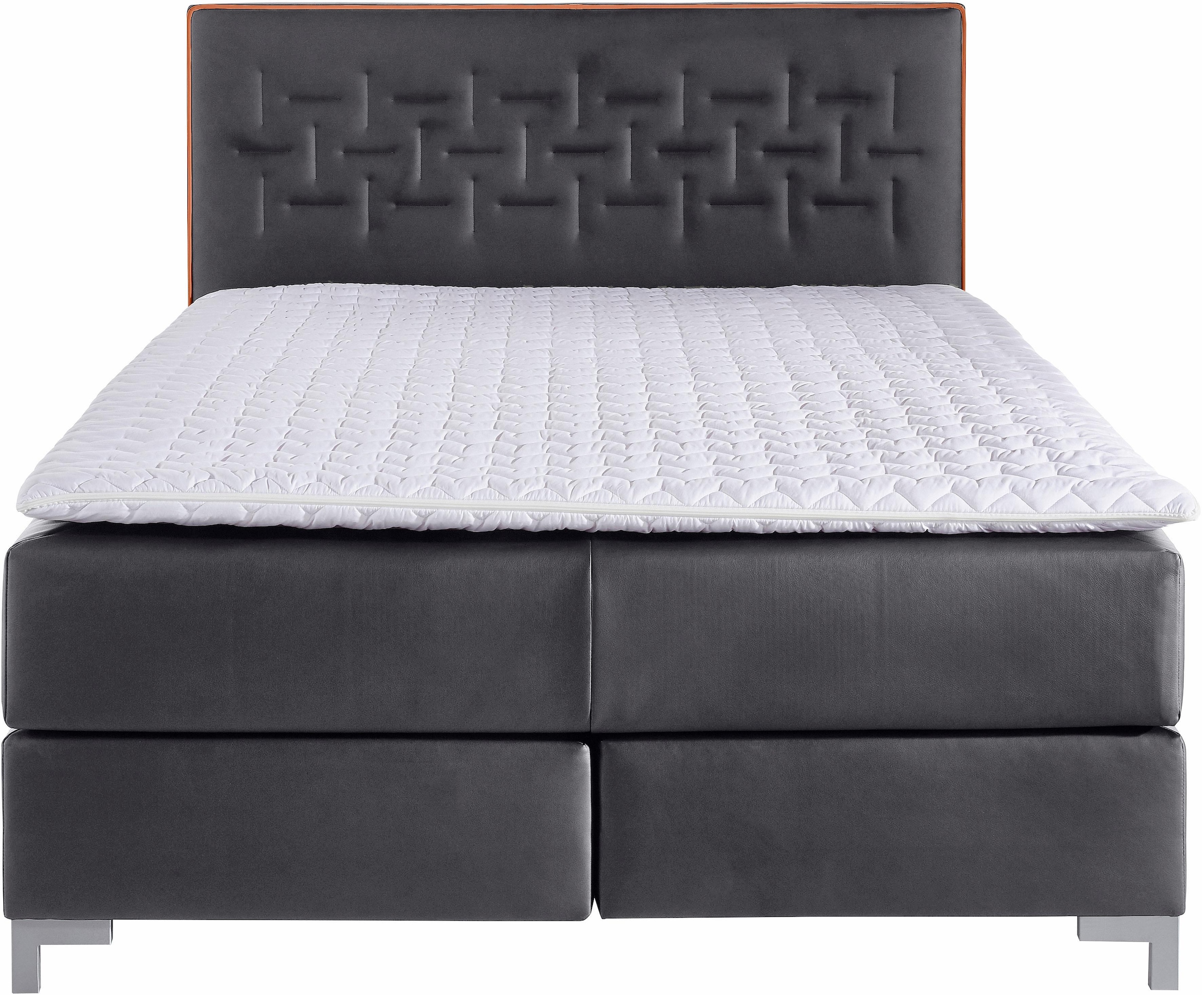 INOSIGN Boxspringbett »Coos«, mit besonderer Steppung im Kopfteil, 3 Matratzenarten, 2 Härtegrade