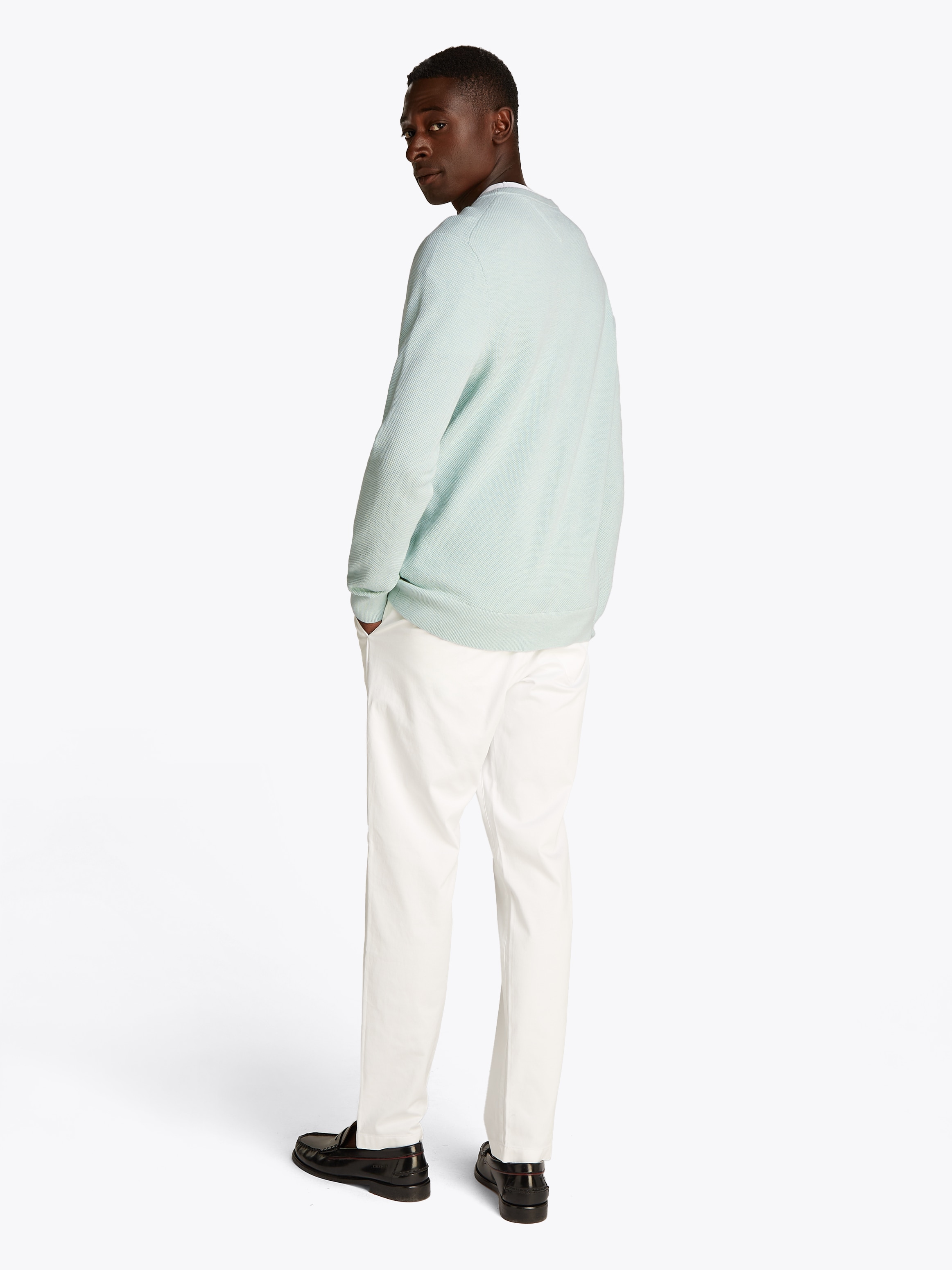 Tommy Hilfiger Rundhalspullover »ESSENTIAL STRUCTURE CREW NECK mit Struktur und Label«, unifarben, casual, regular fit, Baumwolle, Rundhals