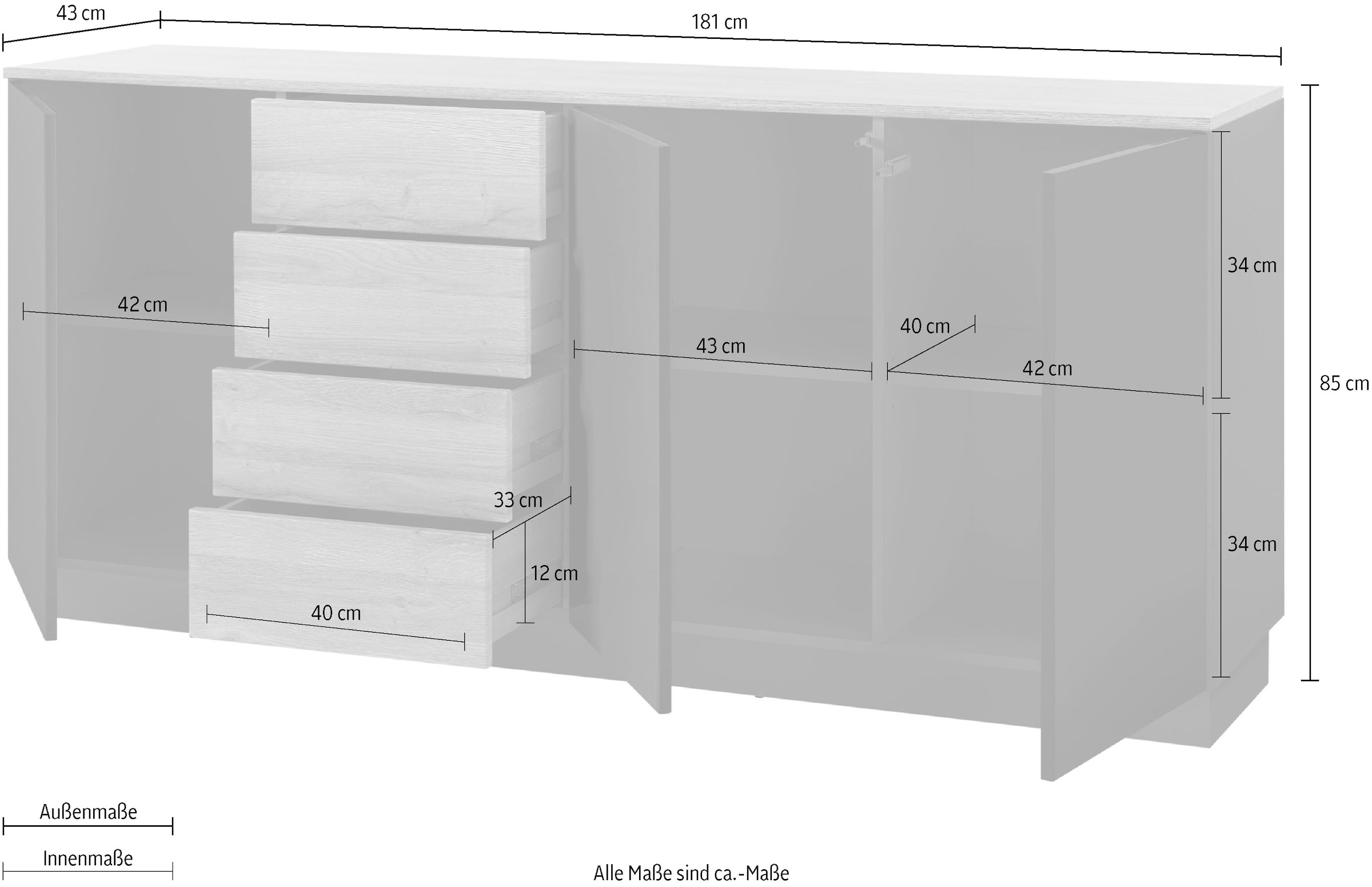 Places of Style Sideboard »Cayman«, Breite ca. 181 cm online kaufen |  Jelmoli-Versand | Mehrzweckschränke
