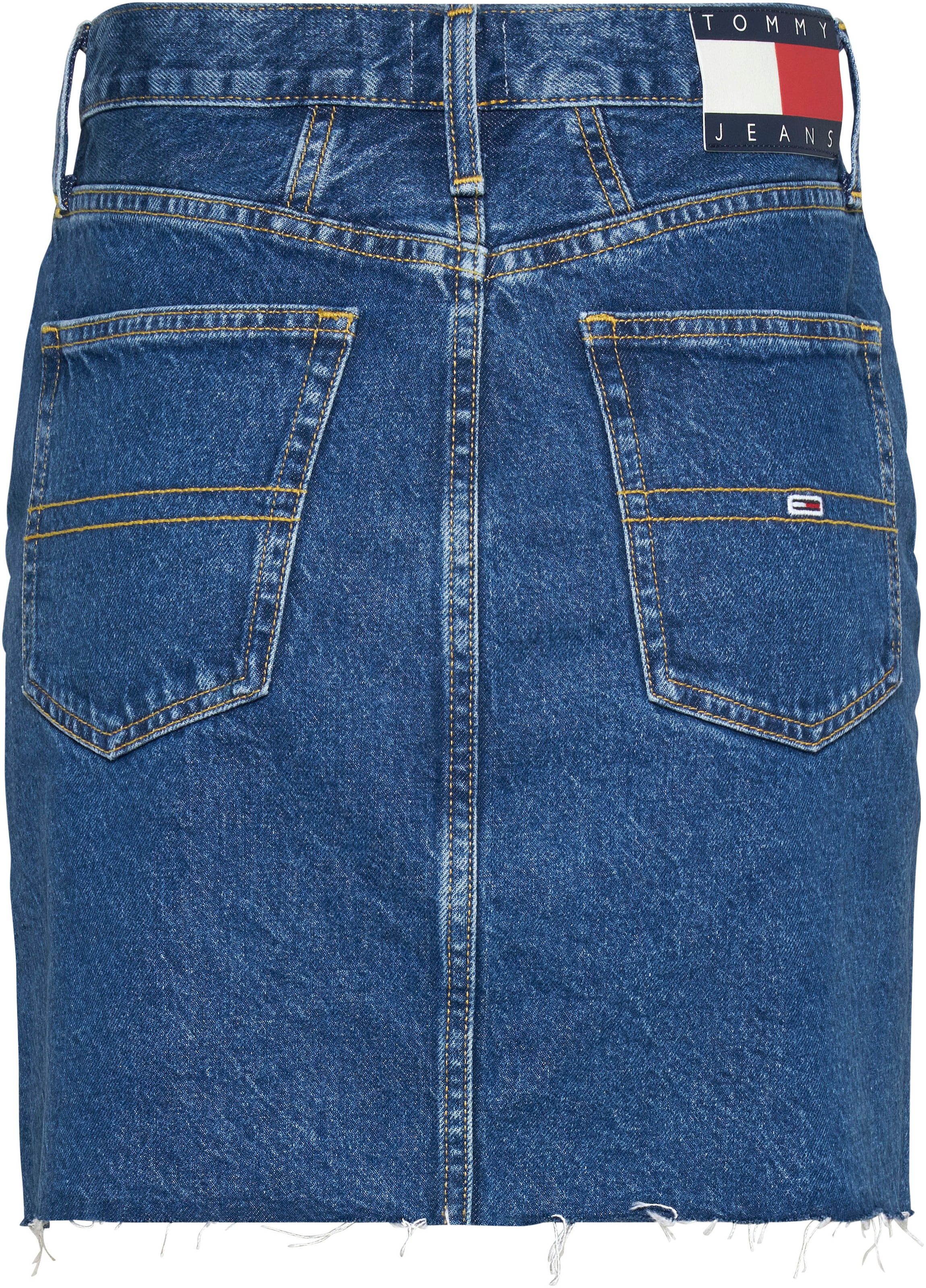 Tommy Jeans Jeansrock »MOM UH SKIRT AH4035«, Webrock mit Logostickerei