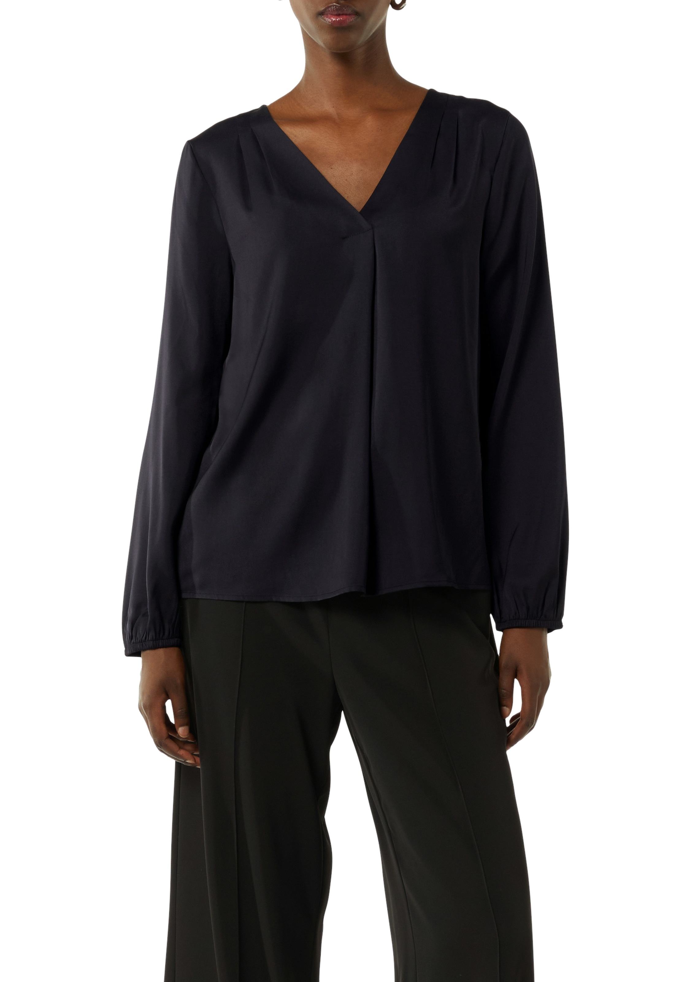 Comma Satinbluse langarm und mit V-Ausschnitt