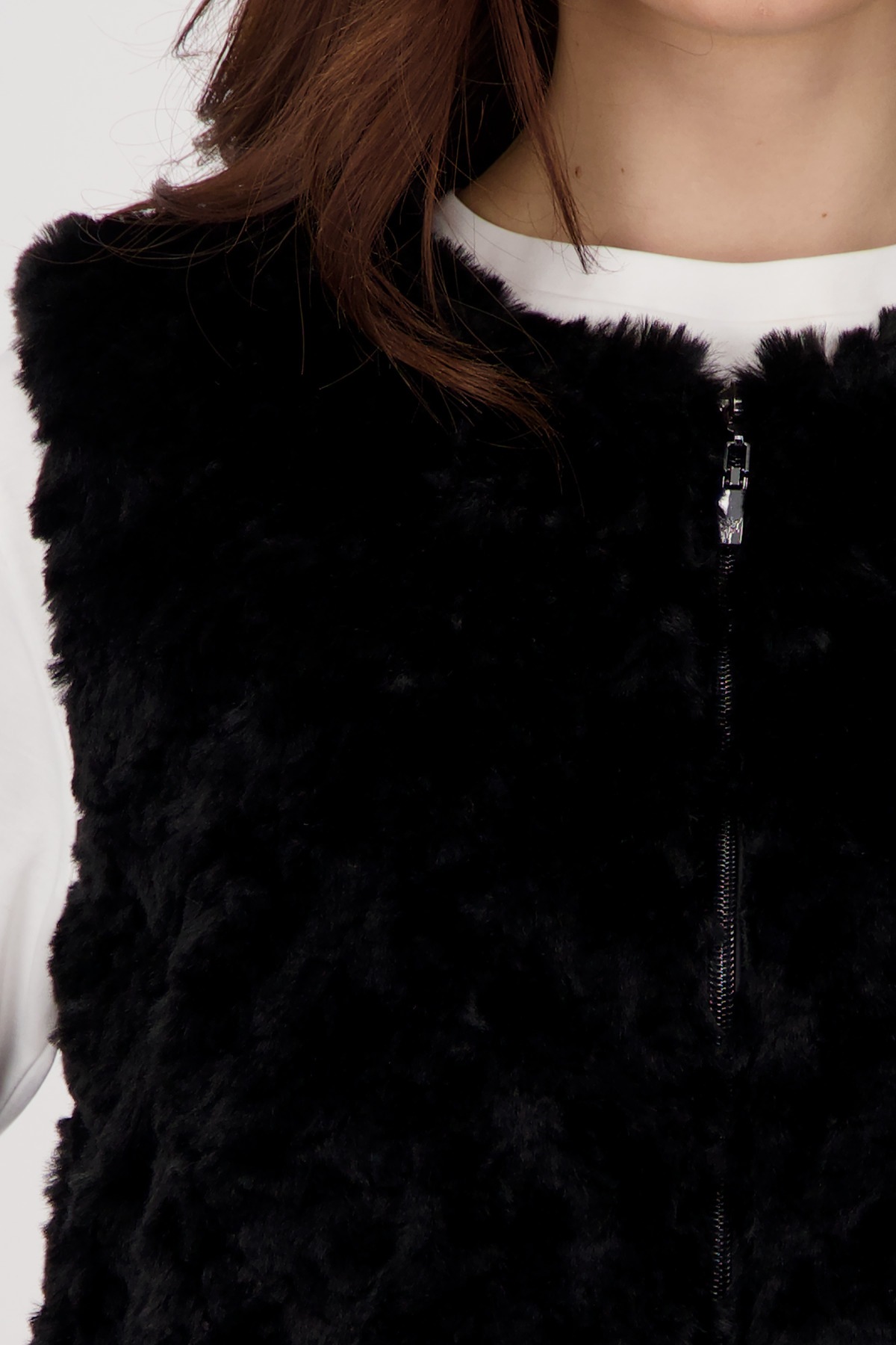 Monari Fellimitatweste »Weste fake fur«, Mit Rundhalsausschnitt