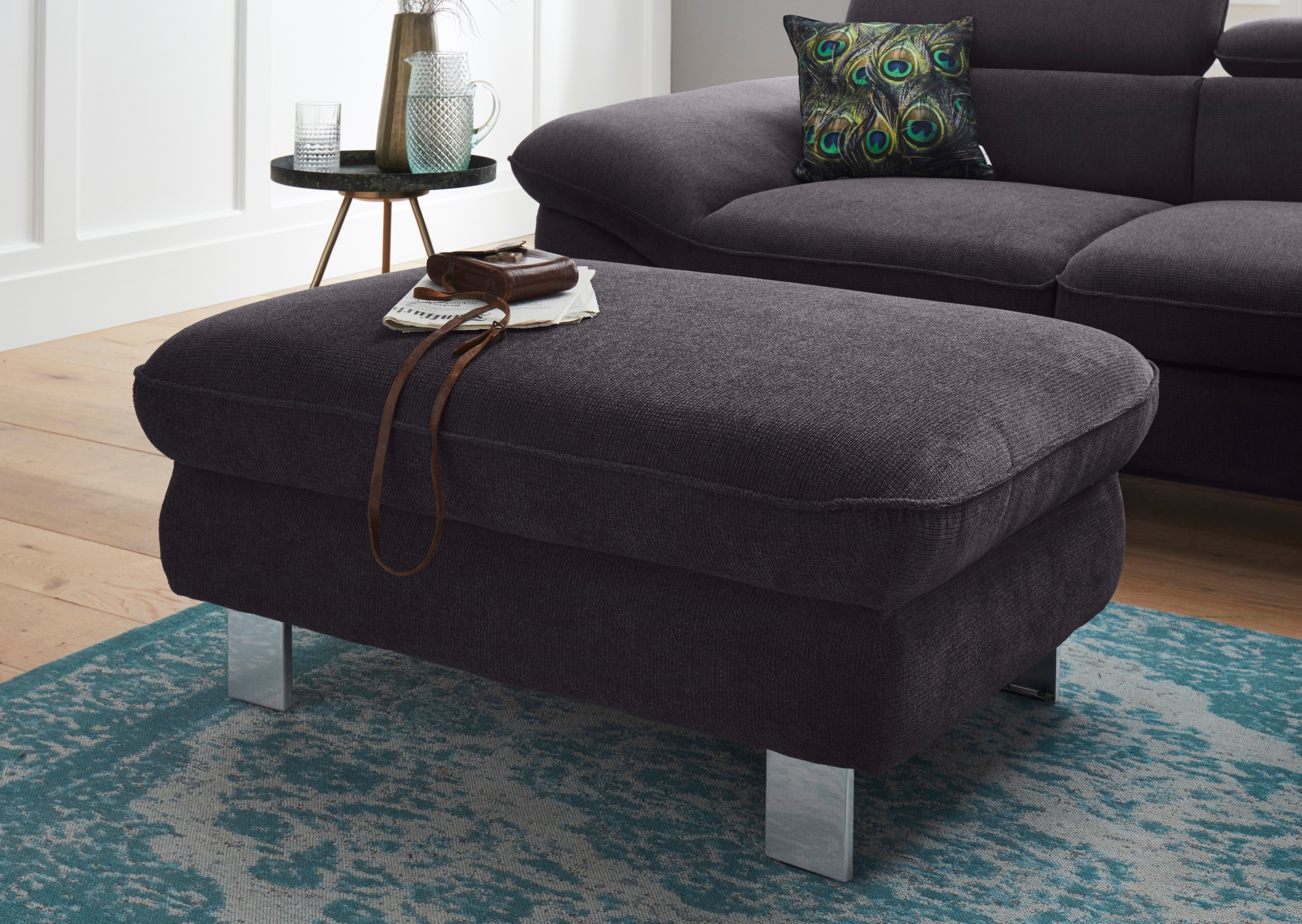 COTTA Polstergarnitur »Driver L-Form«, (Set, 2 tlg.), Set bestehend aus: Ecksofa mit Kopfteilverstellung & Hocker