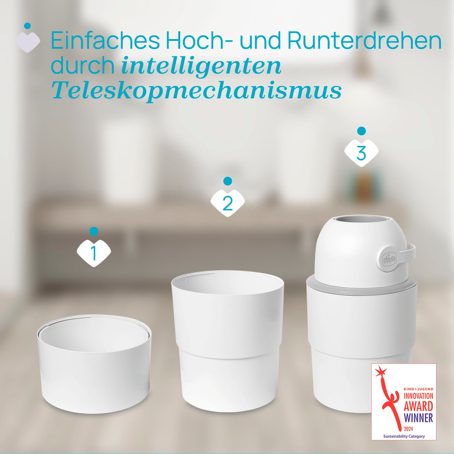 Chicco Windeleimer »Odour Off«, inkl. 1 Pack Müllbeutel Odouzr off; teilweise aus recyceltem Material