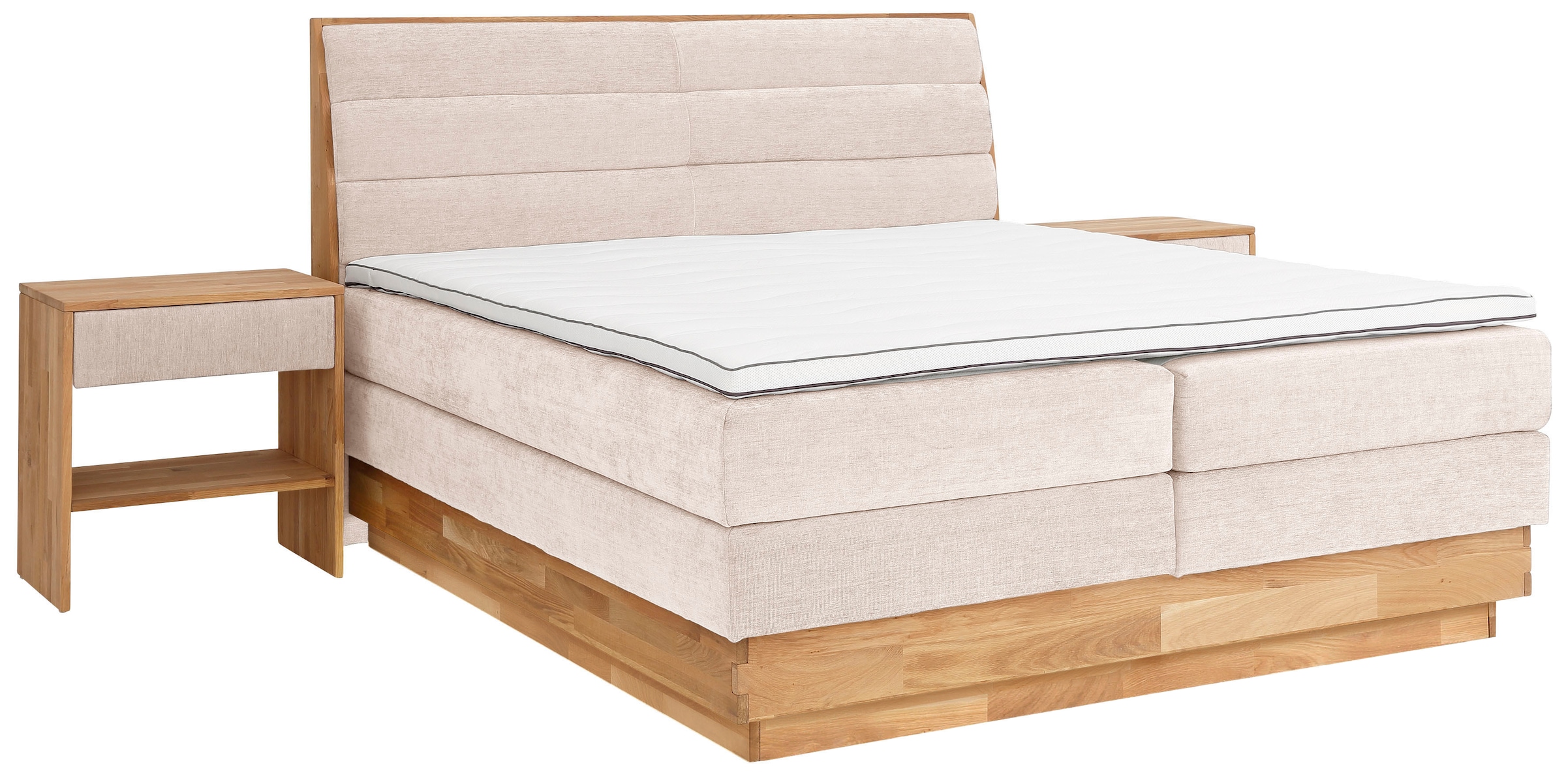 GOODproduct Boxspringbett »Jenna«, ohne LED-Beleuchtung, mit zertifizierten, recycelten Bezugsstoffen