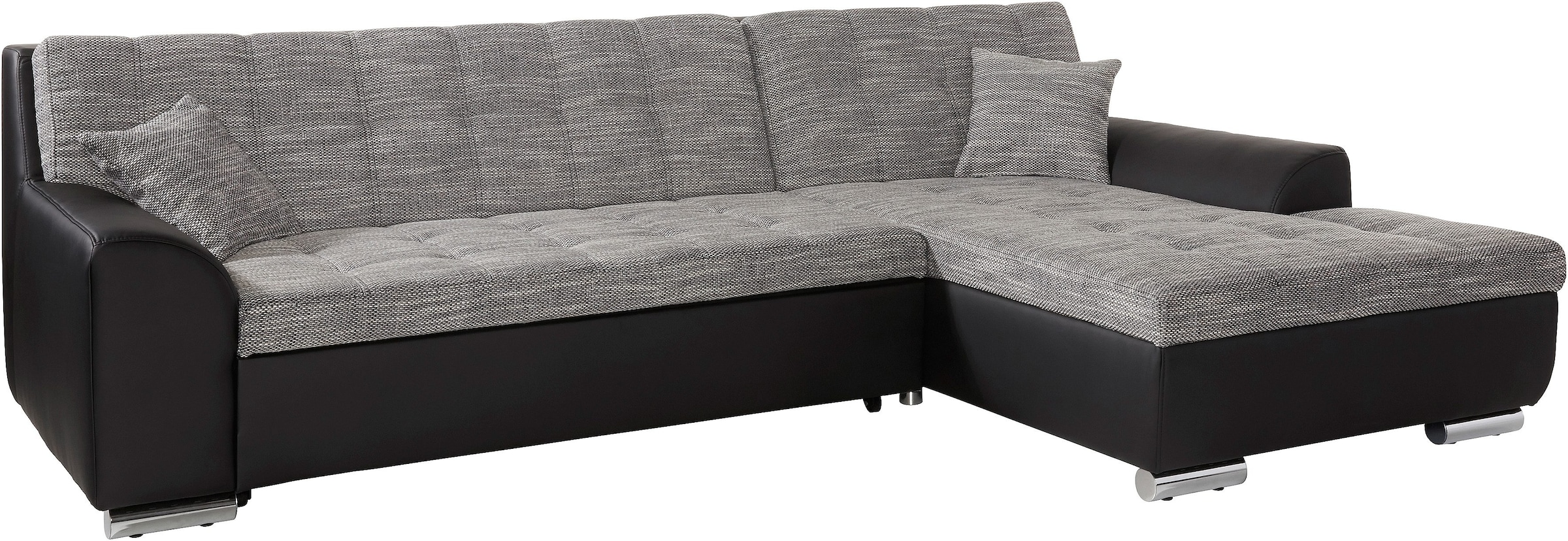 DOMO collection Ecksofa »Treviso viele Bezüge, auch in Cord, L-Form, B/T/H: 267/80/83 cm«, wahlweise mit Bettfunktion, incl. Zierkissen, hochwertige Steppung