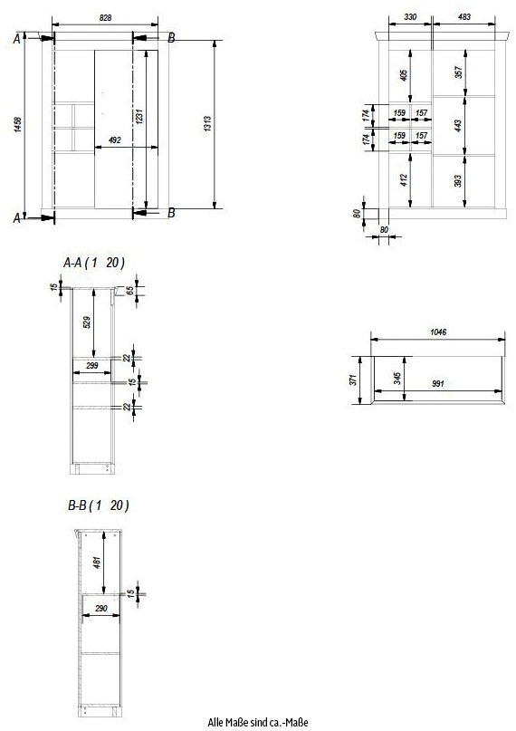 Home affaire Highboard »RAVENNA«, im romantischen Landhausstil, Griffe aus Metall, Höhe 146 cm