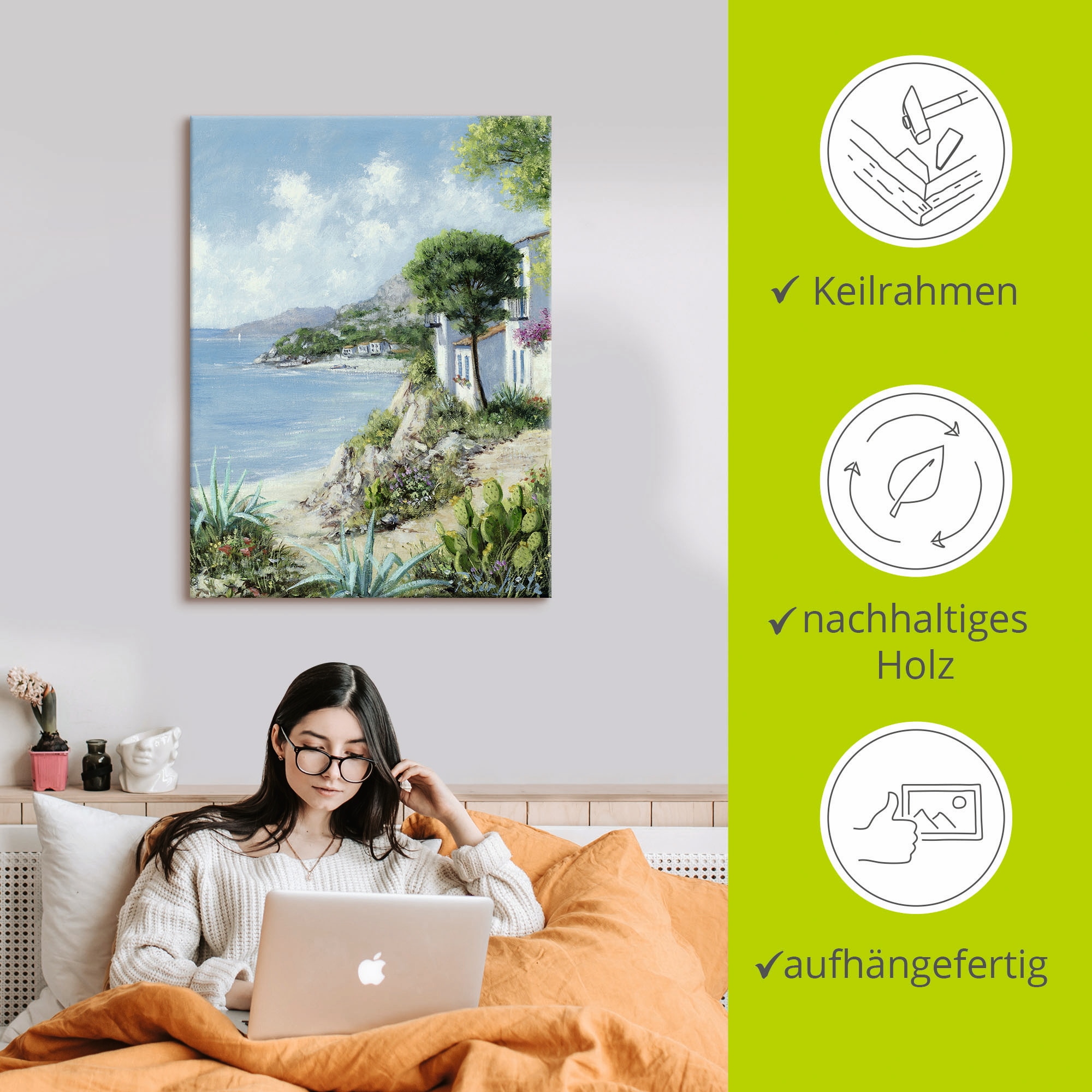Artland Wandbild »Weg zum Meer«, Gewässer, (1 St.), als Leinwandbild, Wandaufkleber in verschied. Grössen