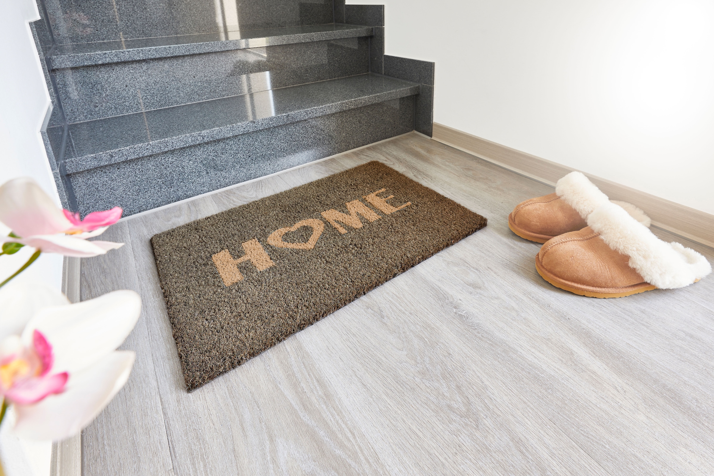 Andiamo Fussmatte »Kokos Home Heart«, rechteckig, 15 mm Höhe, Schmutzfangmatte, Kokosmatte, mit Spruch, In- und Outdoor geeignet