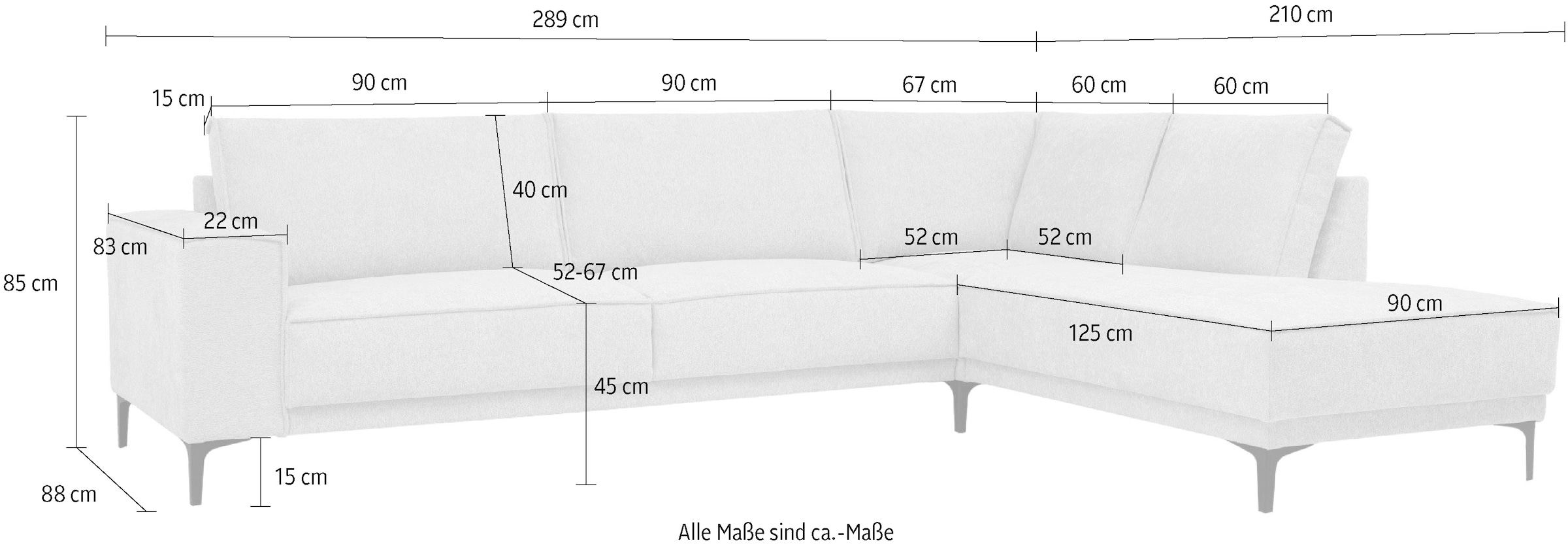 Places of Style Ecksofa Oland, L-Form, inkl. Rückenkissen, hochwertige Verarbeitung