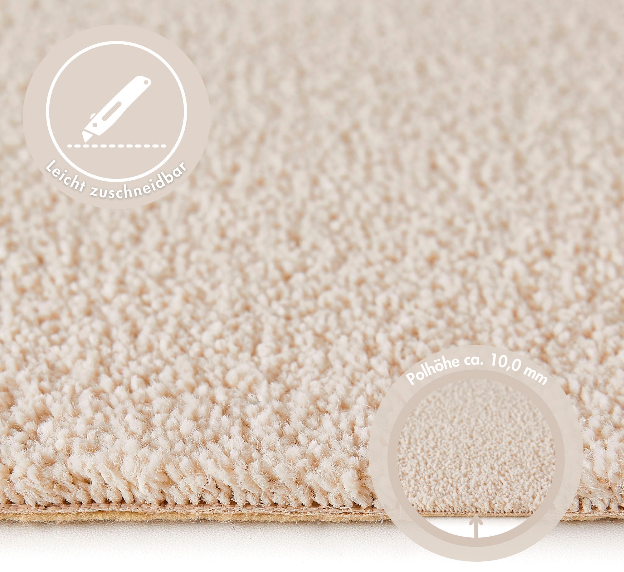 Andiamo Teppichboden »Sophie, Frisee-Velours, Made in Netherlands«, rechteckig, 4,5 mm Höhe, Uni Farben, Breite 400 cm oder 500 cm, strapazierfähig & pflegeleicht