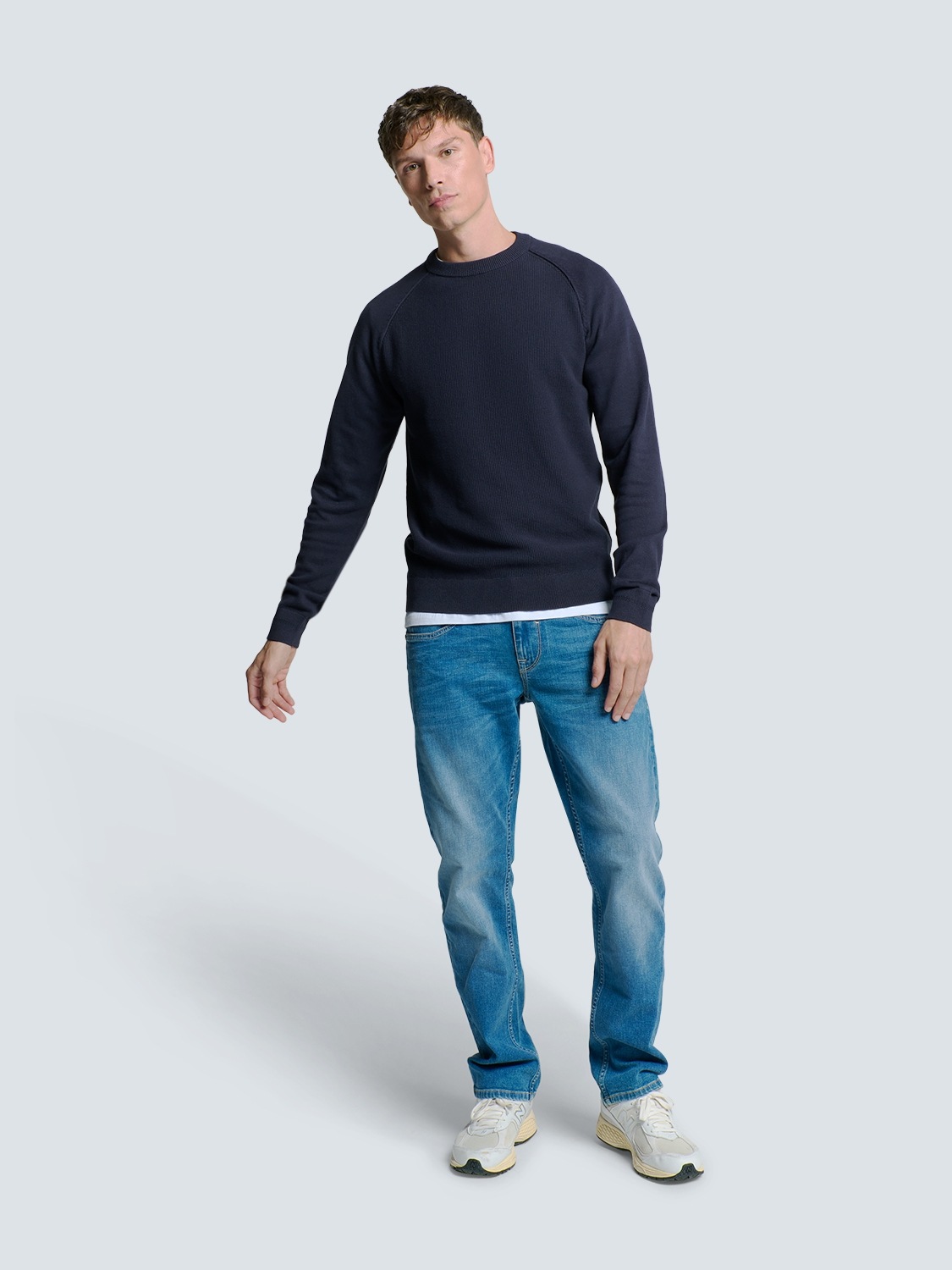 NO EXCESS Rundhalspullover, aus Reliefstrick
