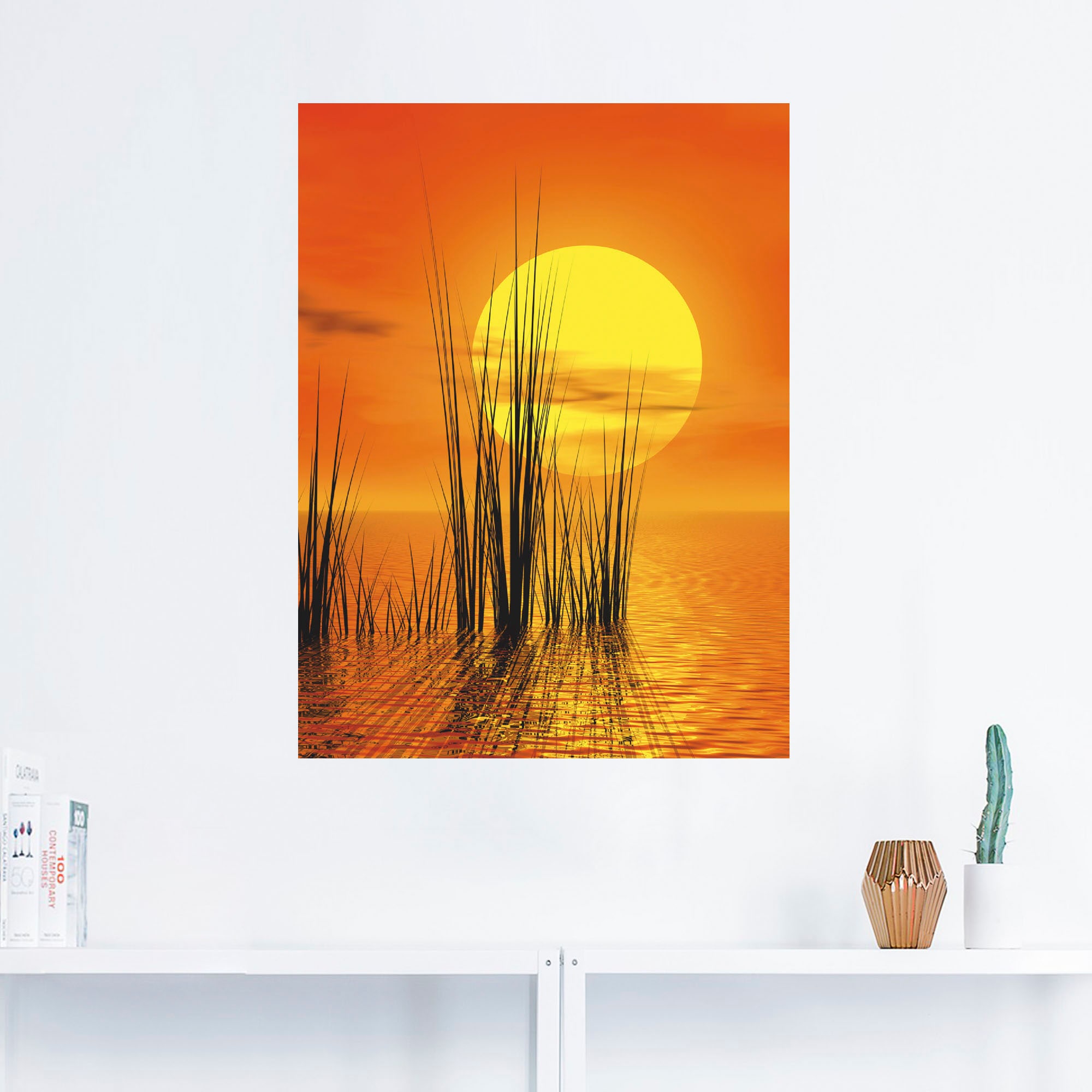 Artland Wandbild »Sonnenuntergang mit Schilf«, Sonnenaufgang & -untergang,  (1 St.), als Leinwandbild, Wandaufkleber oder Poster in versch. Grössen  online bestellen | Jelmoli-Versand