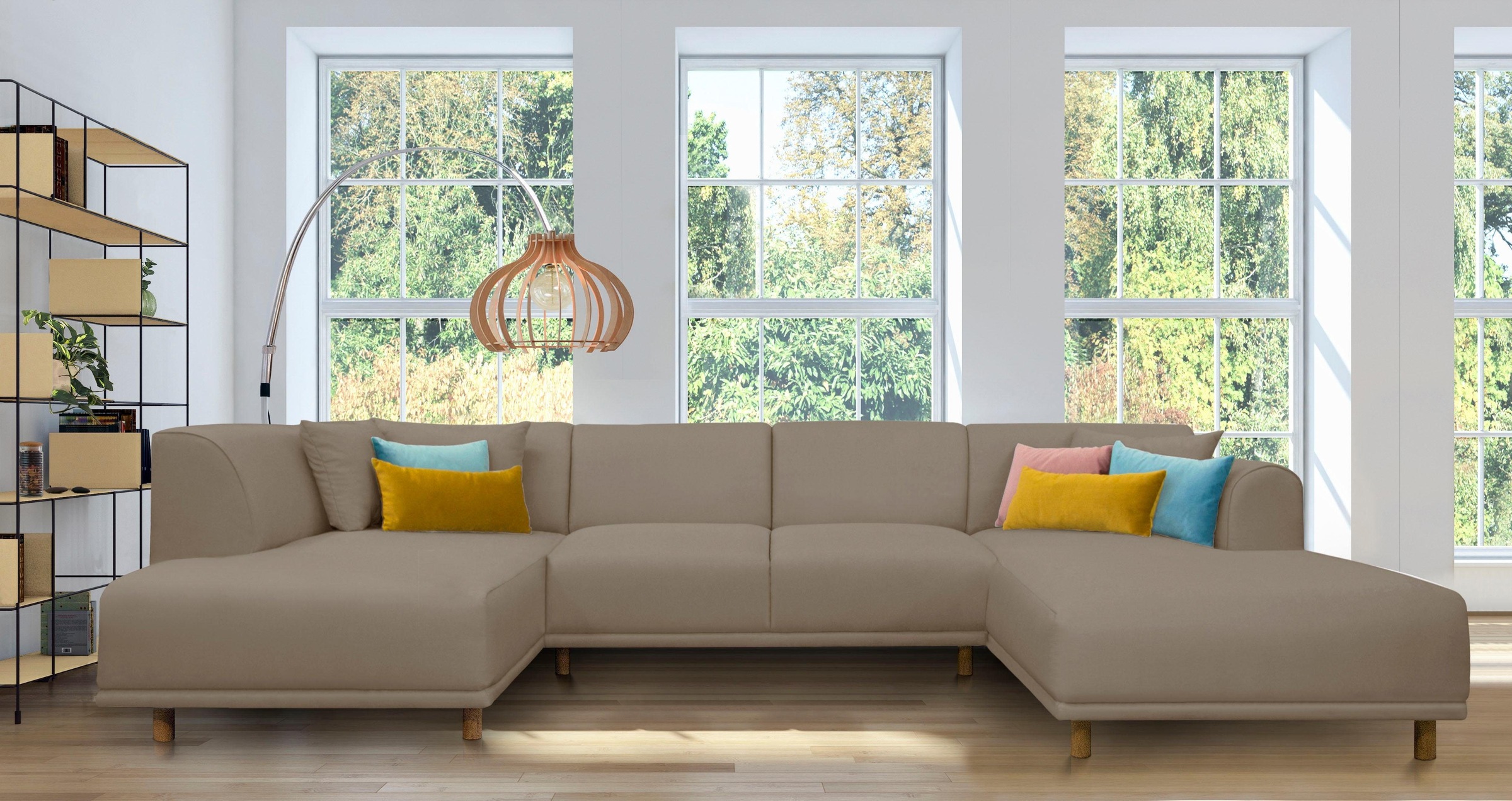 andas Wohnlandschaft »Maroon U-Form«, in skandinavischem Design, mit losen Kissen