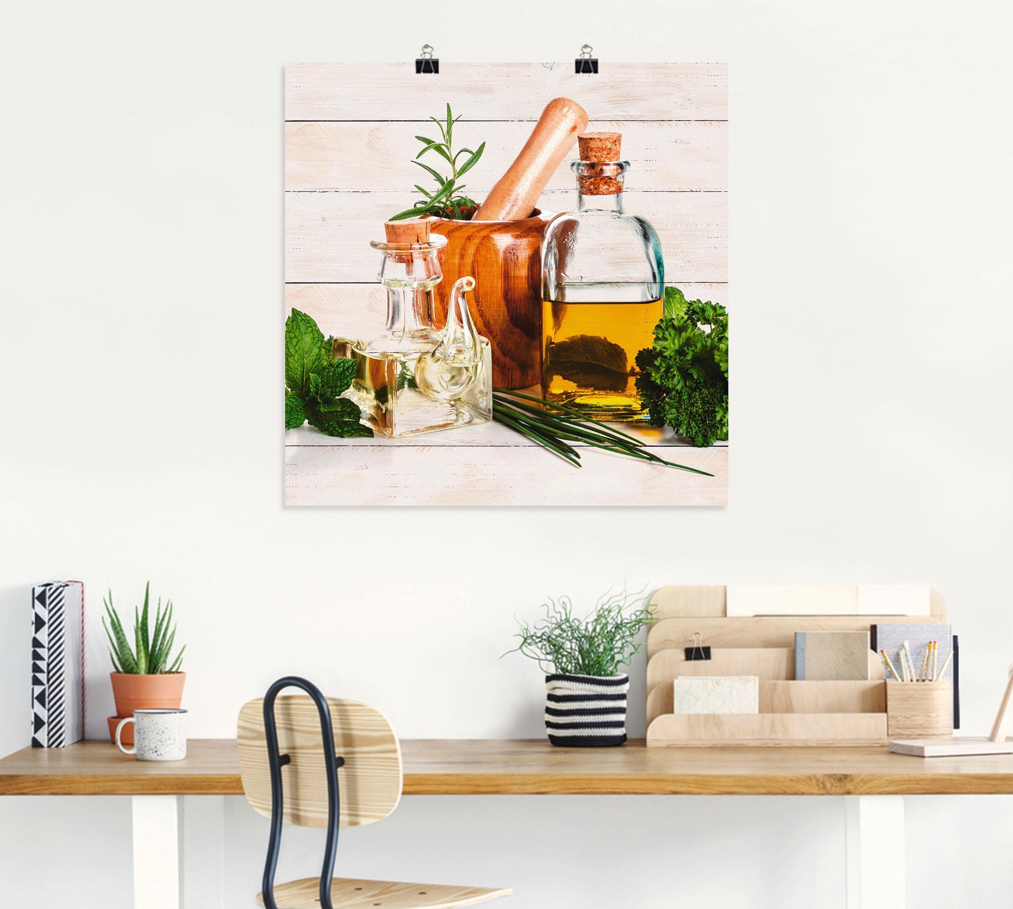 Artland Wandbild »Olivenöl und Kräuter - Küche«, Arrangements, (1 St.), als Alubild, Outdoorbild, Leinwandbild, Poster, Wandaufkleber