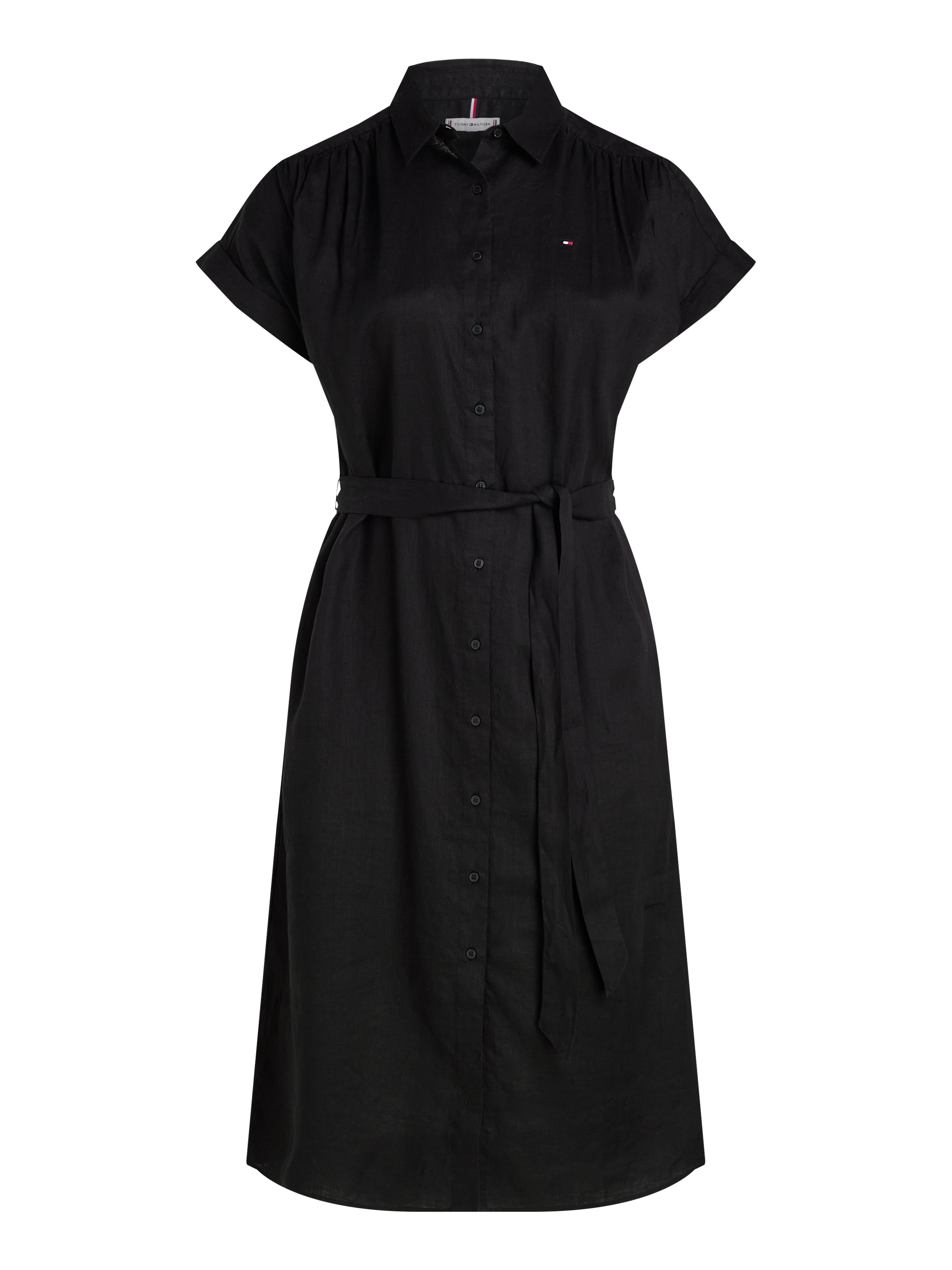 Tommy Hilfiger Curve Midikleid »CRV ESS LI BELTED S/S MIDI DRESS«, in Grossen Grössen, mit Gürtel, Logostickerei