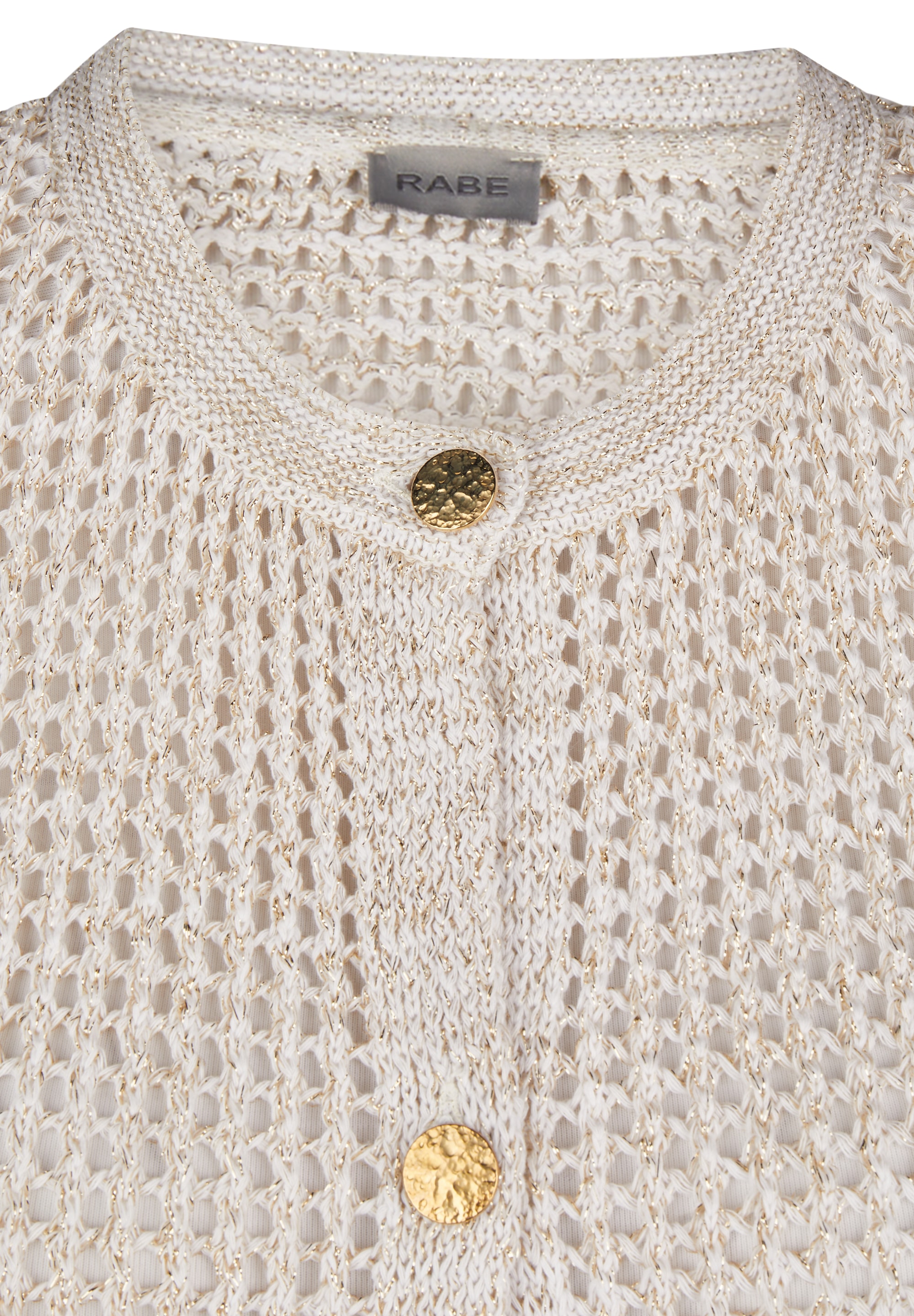 Rabe Strickjacke, kurzarm, mit Loch-Struktur und Knopfverschluss