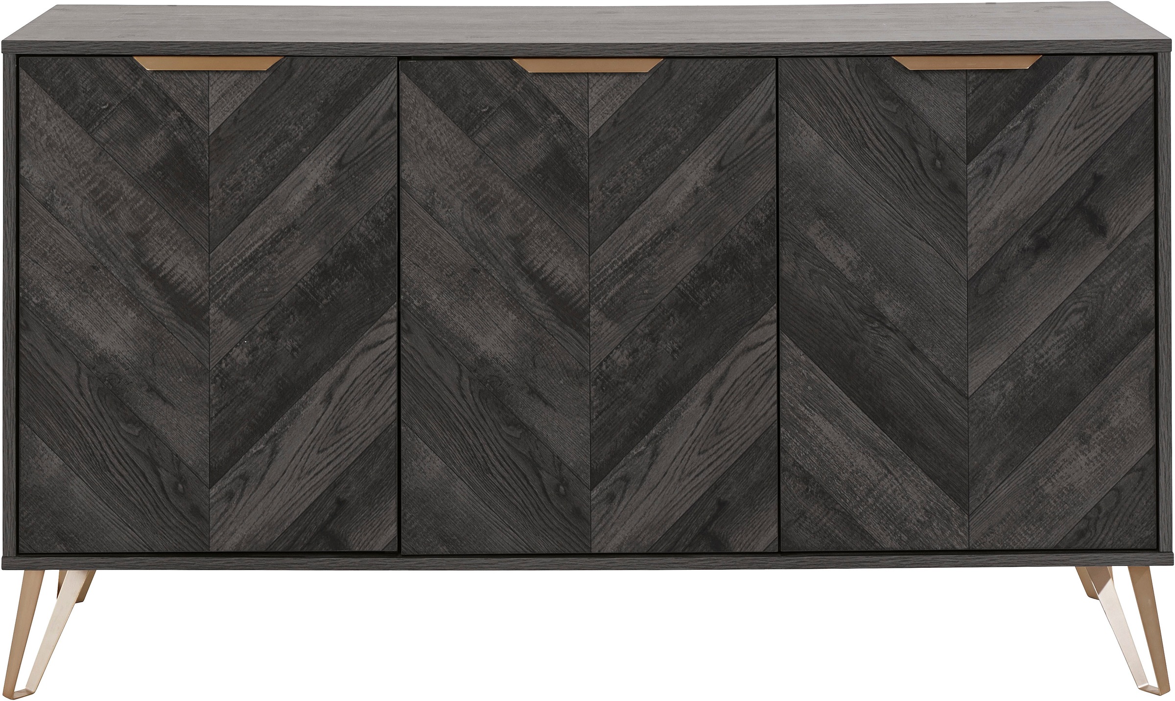 Leonique Sideboard »Nanterie«, aus einer edlen Holzoptik, exklusives Fischgrätenmuster, Breite 133 cm
