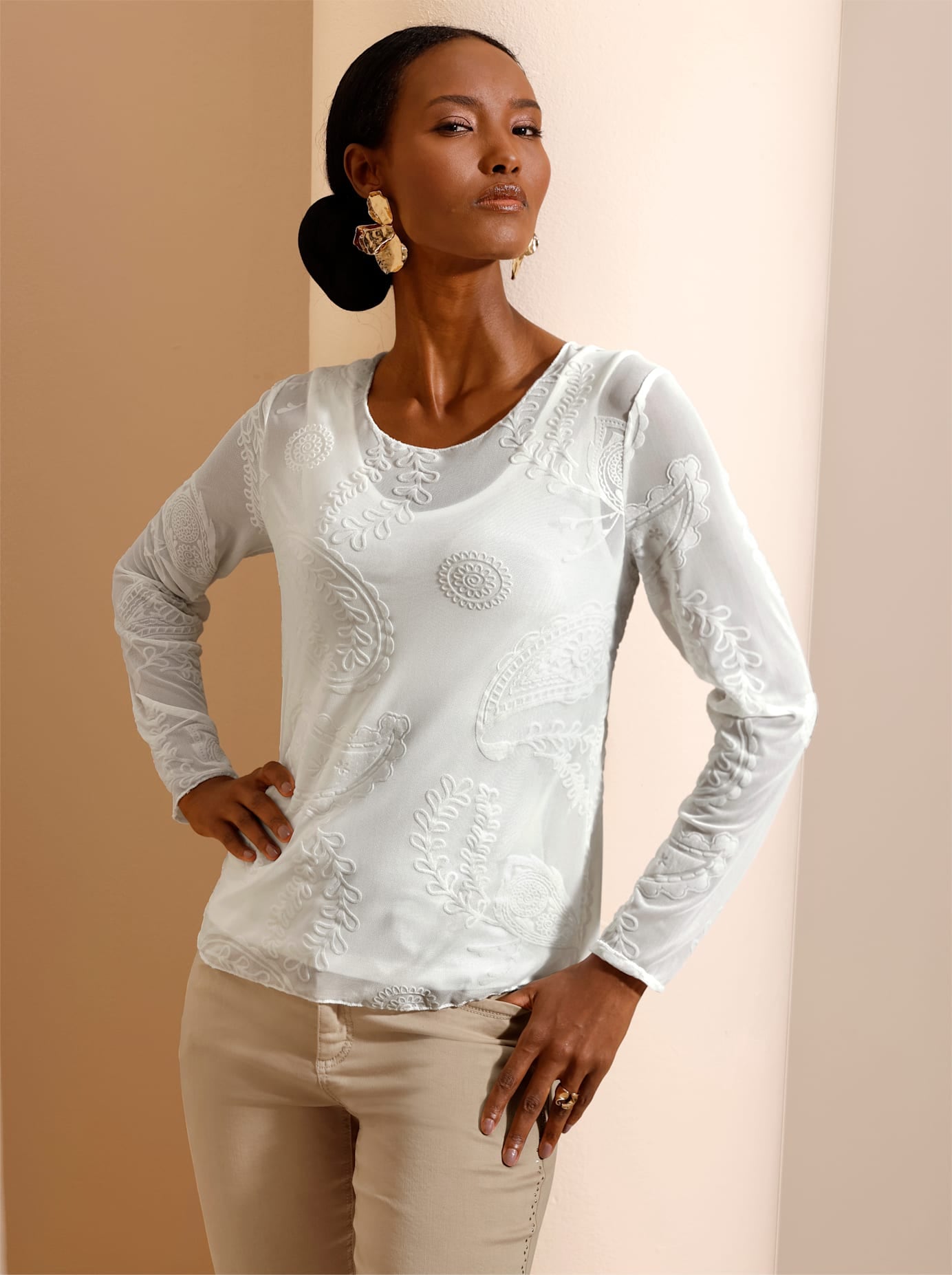 creation L Langarmshirt »Mesh-Shirt« 1 tlg.