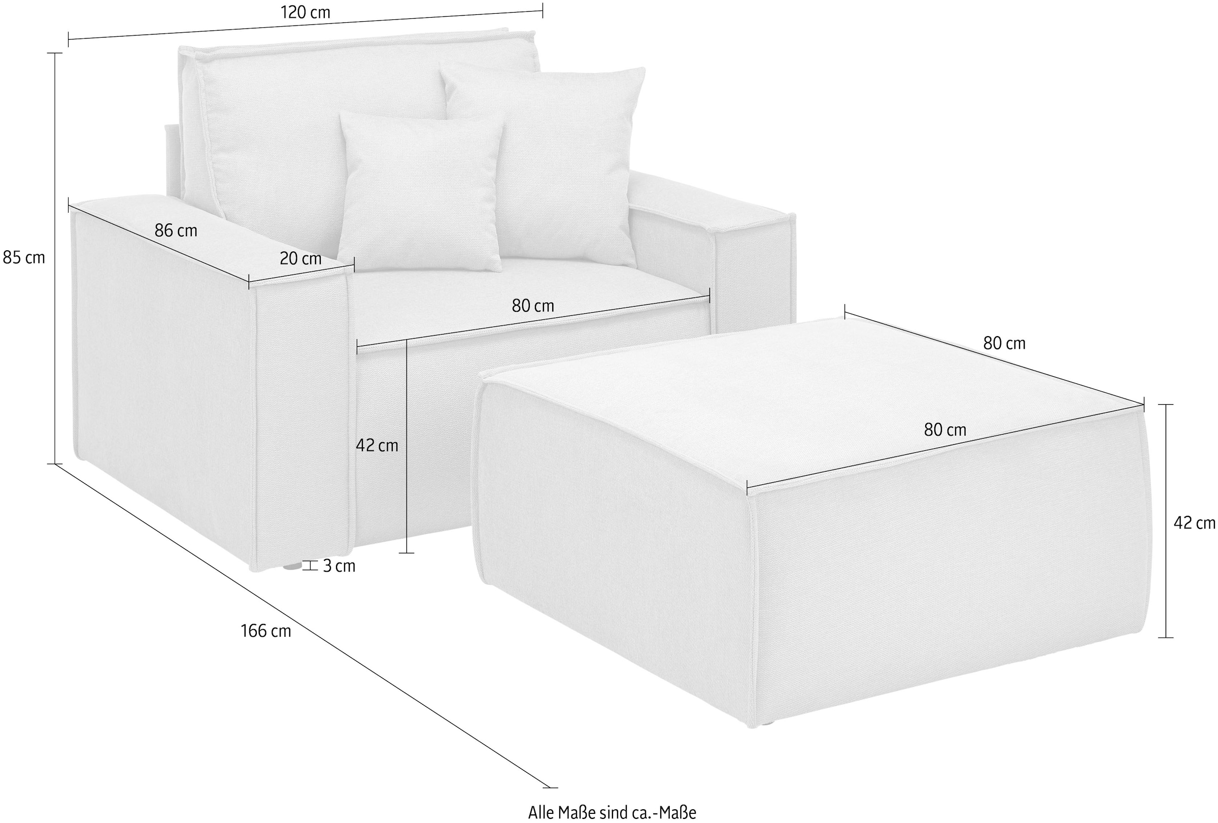 andas Loveseat »Finnley«, (2 St.), Loveseat und Hocker im Set, passend zur Polster-Serie Finnley